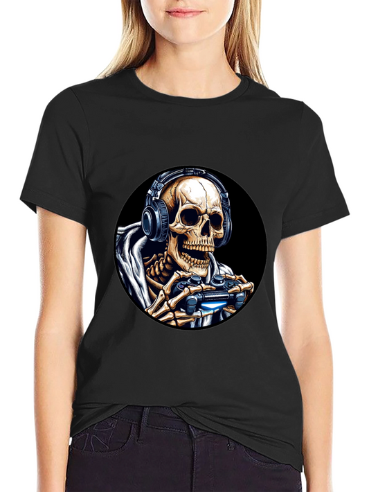 Gaming Skeleton T-Shirt - Black Cotton Tee