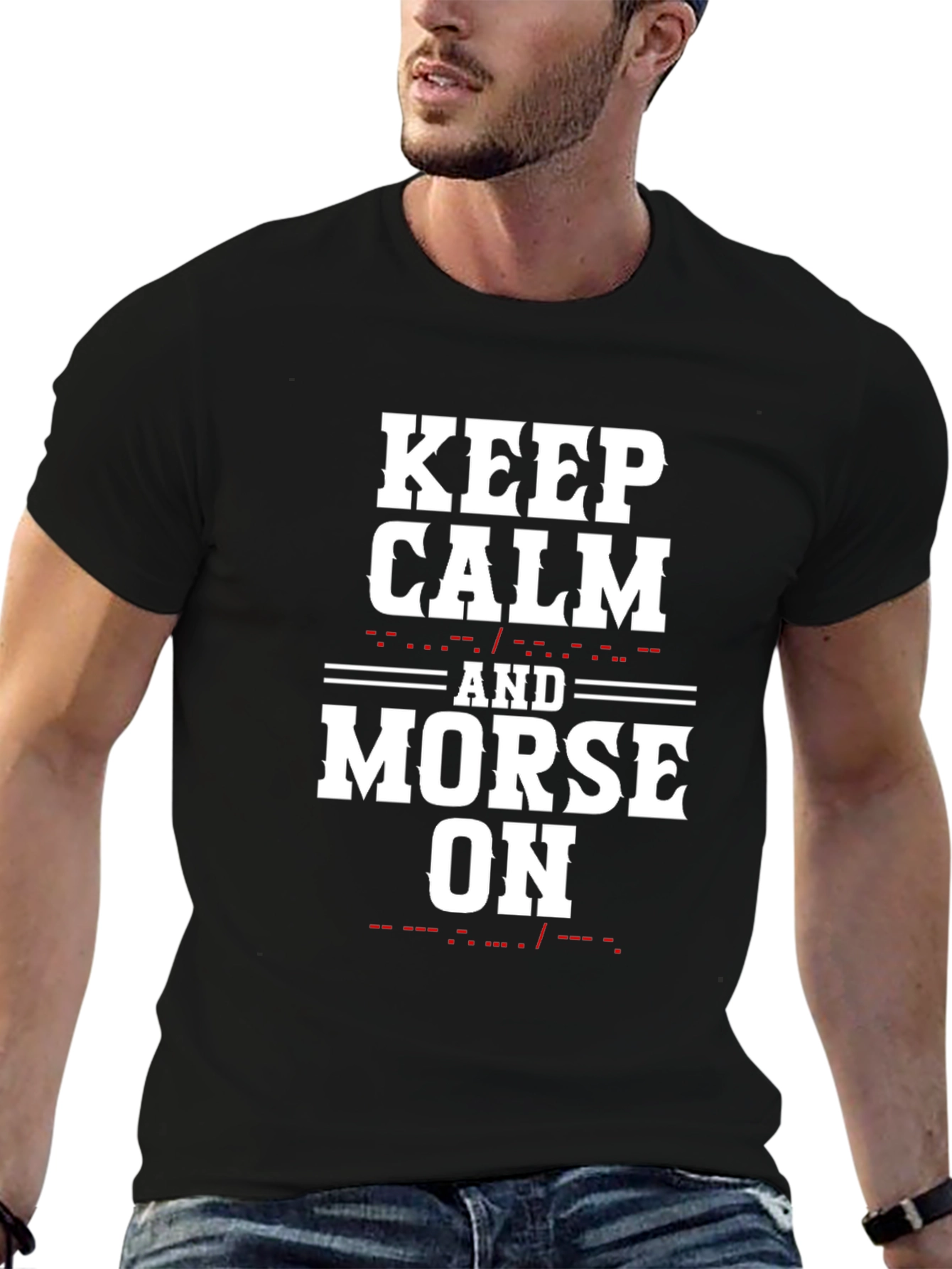 Keep Calm and Morse On Black T-Shirt