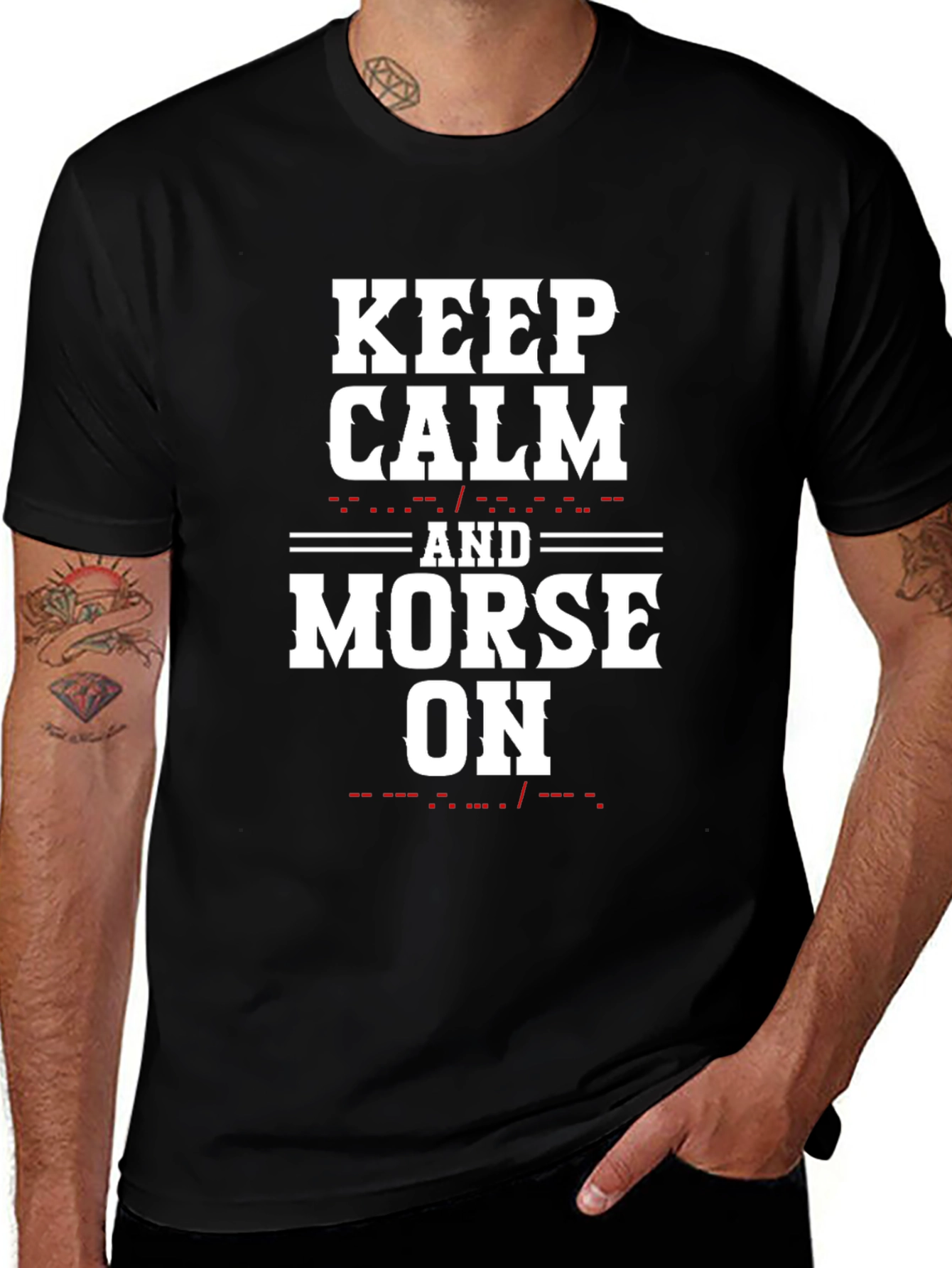 Keep Calm and Morse On Black T-Shirt