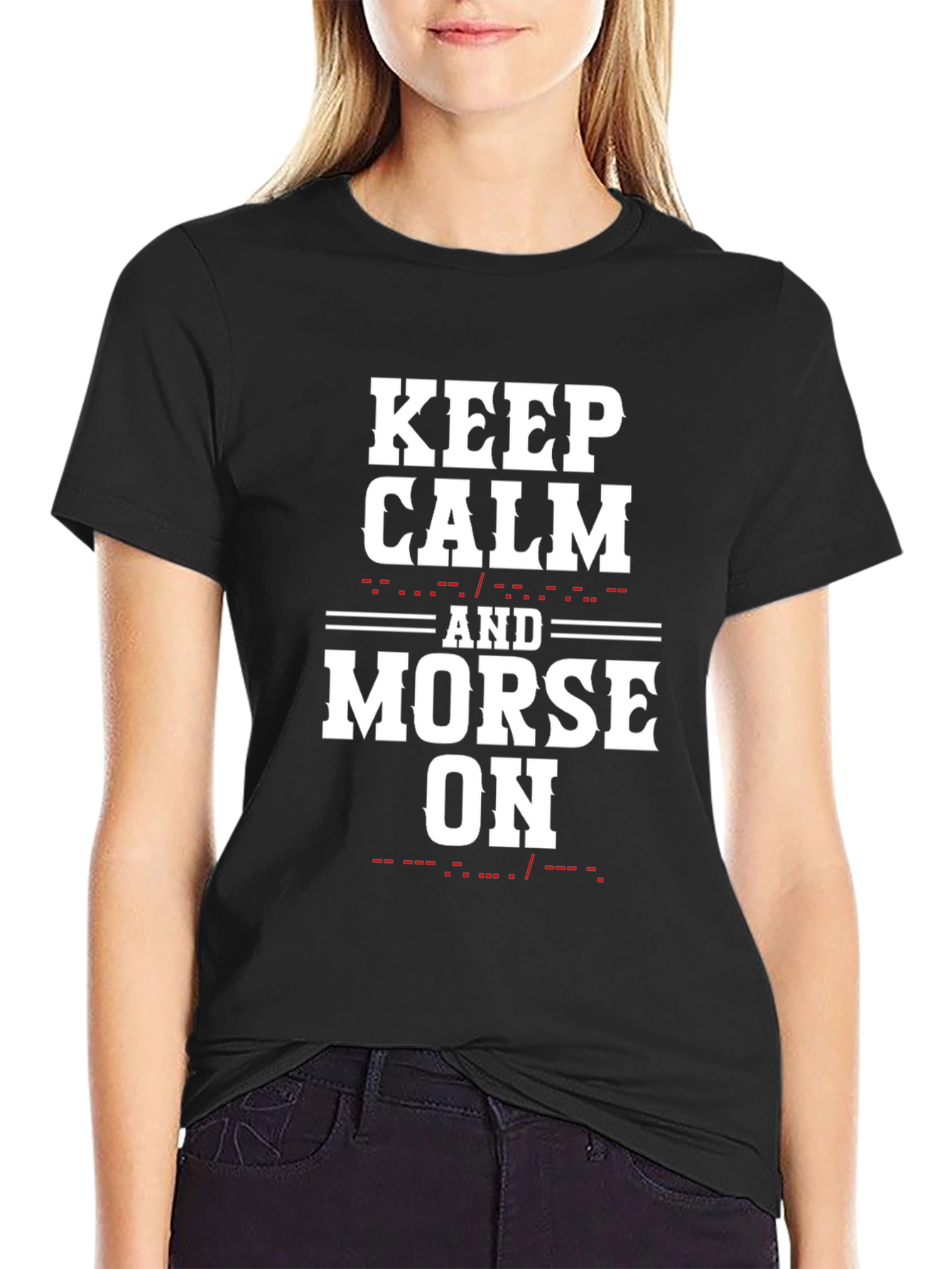 Keep Calm and Morse On Black T-Shirt