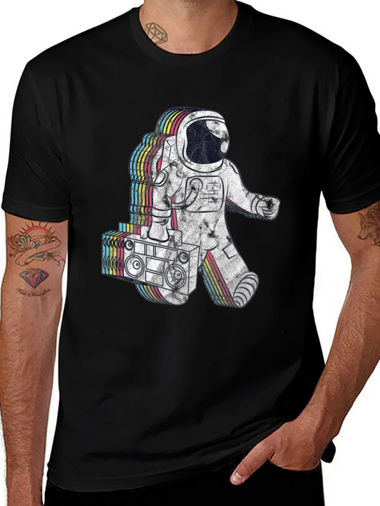 Retro Astronaut Boombox T-Shirt - Black