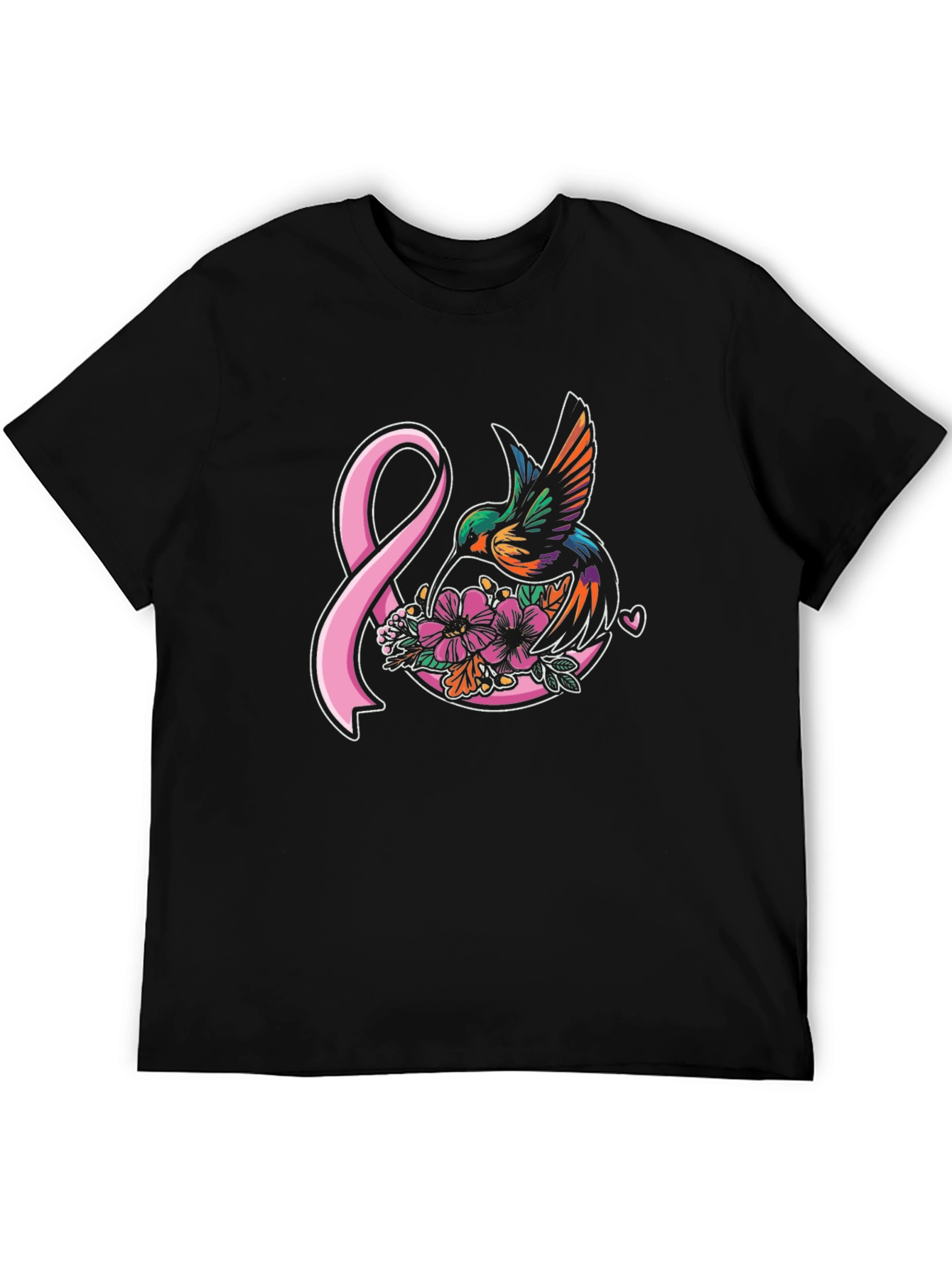 Hummingbird & Pink Ribbon Graphic T-Shirt