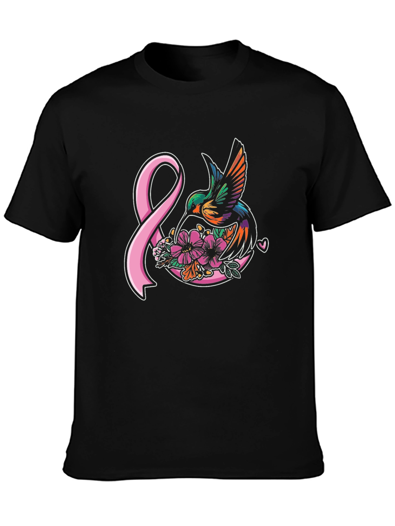 Hummingbird & Pink Ribbon Graphic T-Shirt