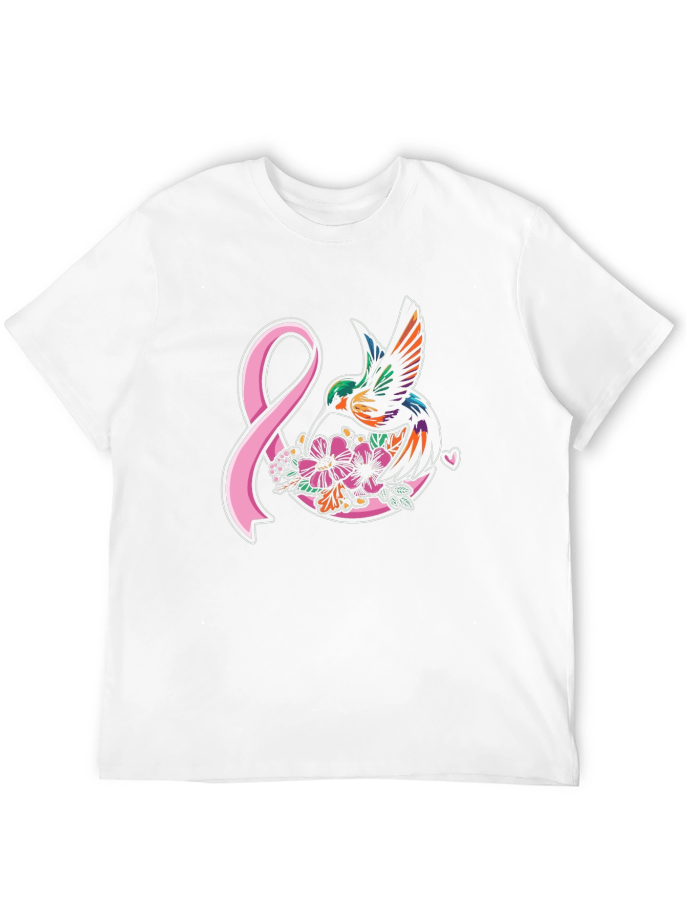 Hummingbird & Pink Ribbon Graphic T-Shirt