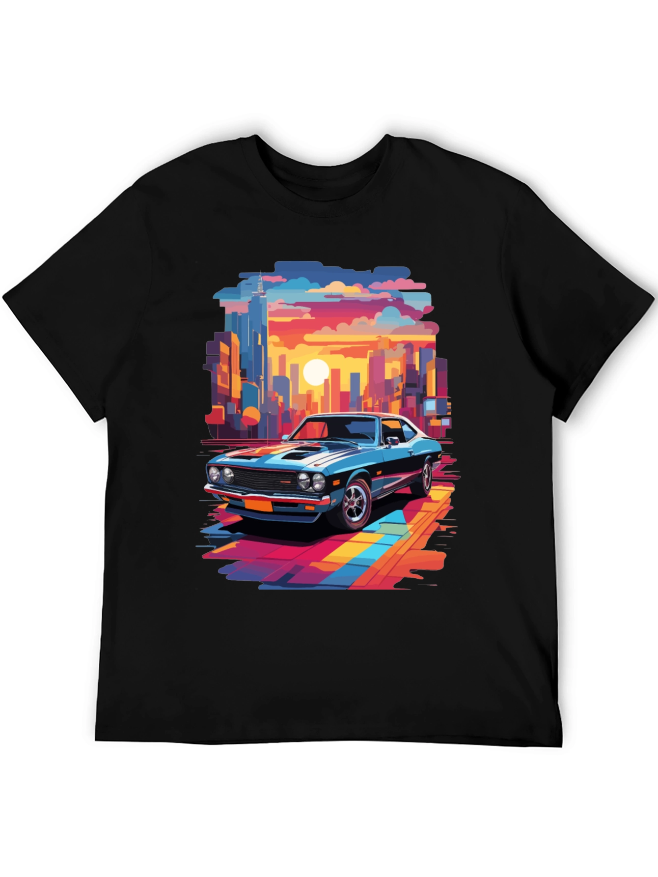 Retro Car T-Shirt - Cityscape Graphic Tee