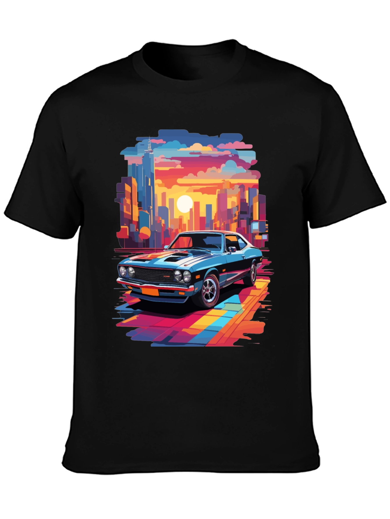 Retro Car T-Shirt - Cityscape Graphic Tee