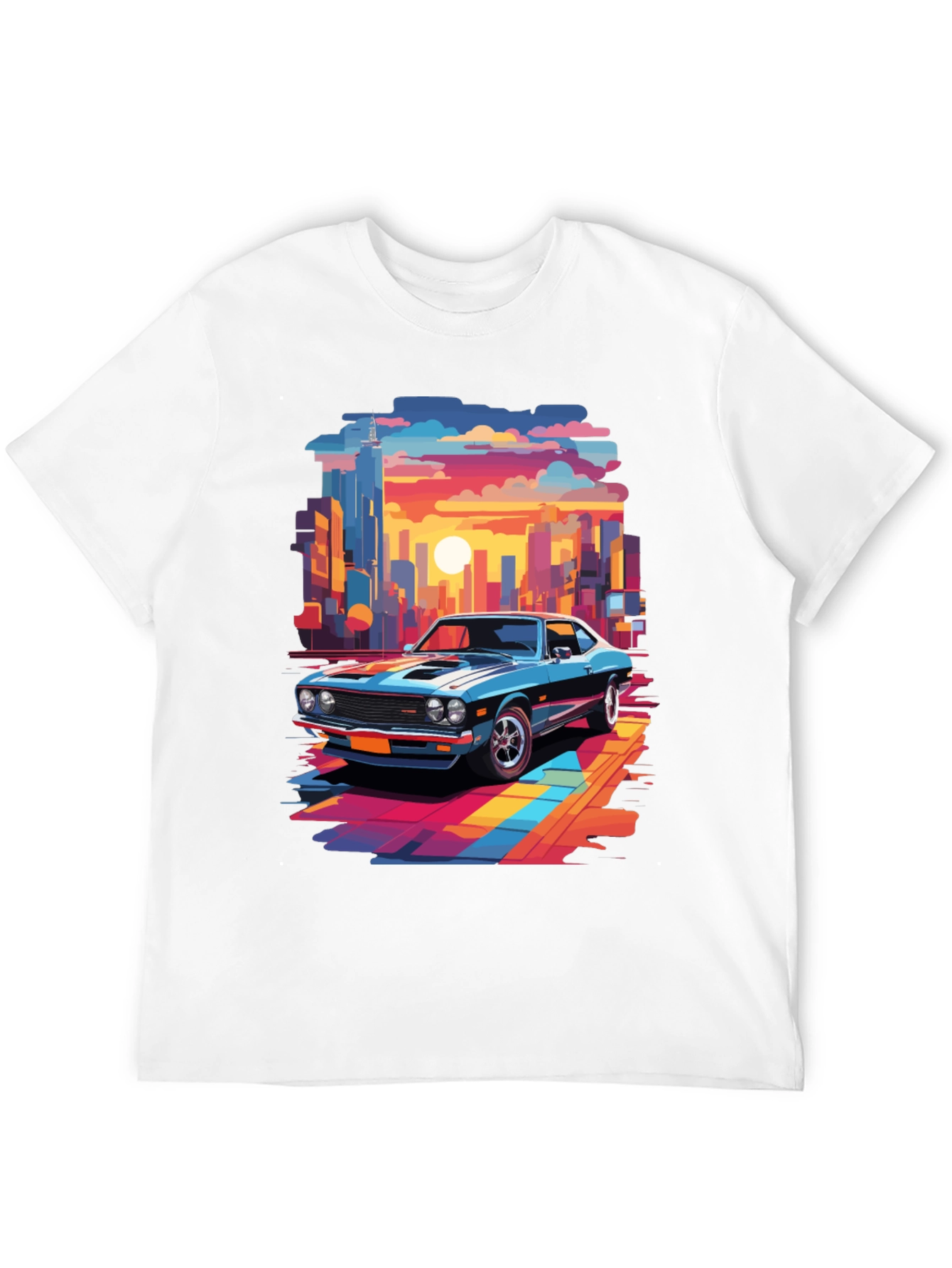 Retro Car T-Shirt - Cityscape Graphic Tee