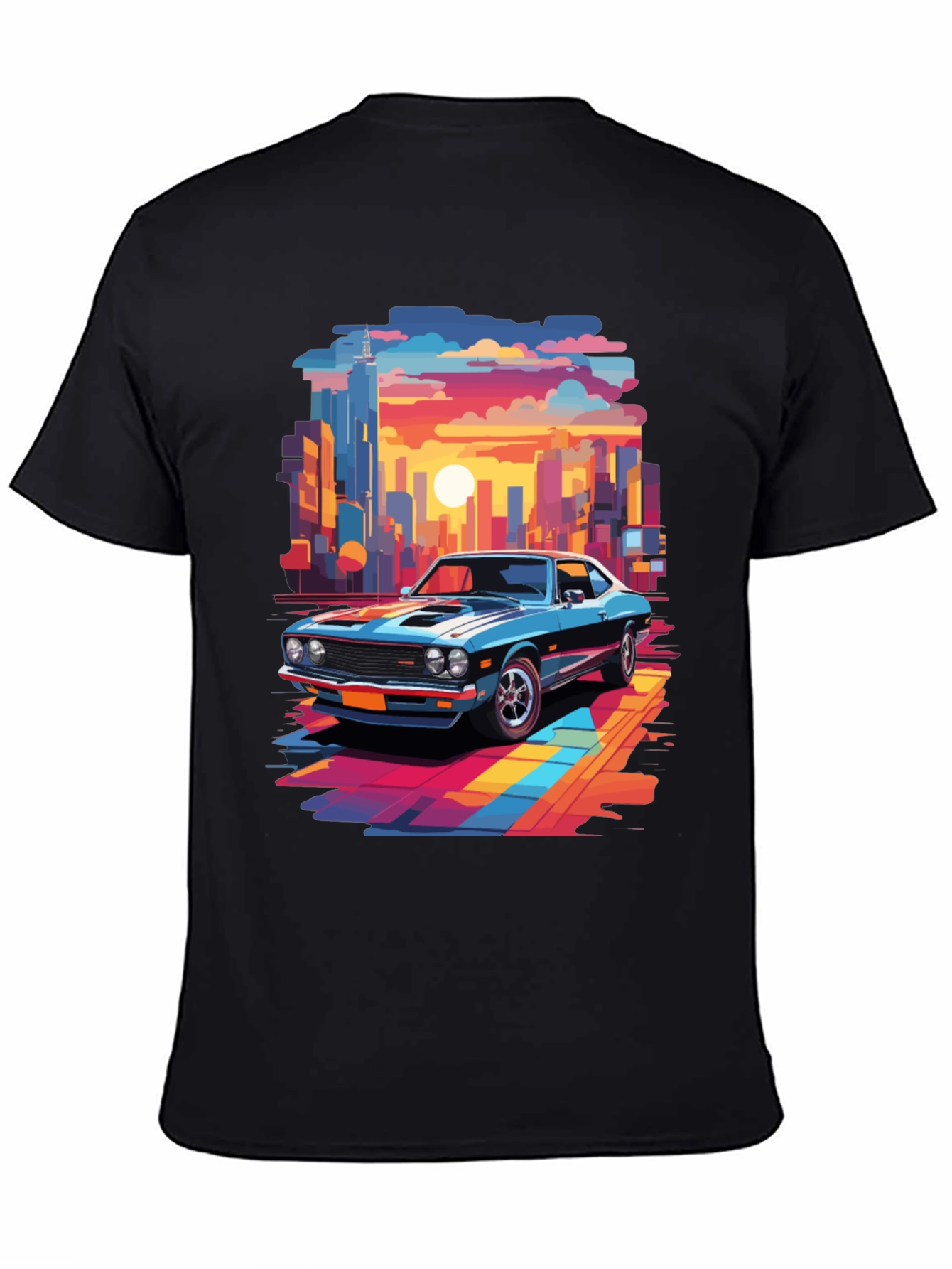 Retro Car T-Shirt - Cityscape Graphic Tee