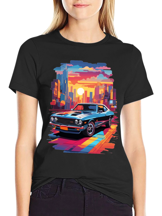 Retro Car T-Shirt - Cityscape Graphic Tee