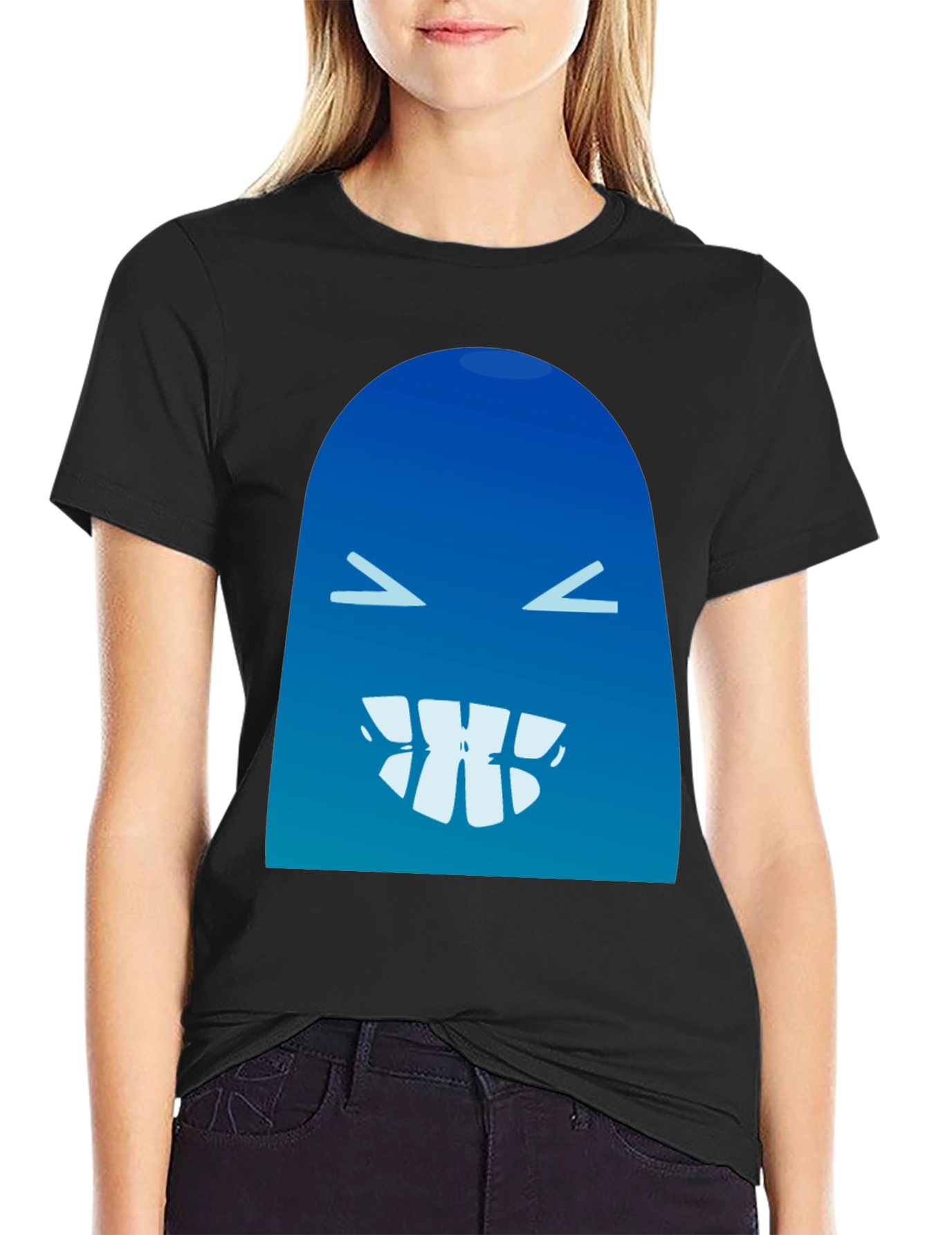 Funny Blue Monster Graphic T-Shirt