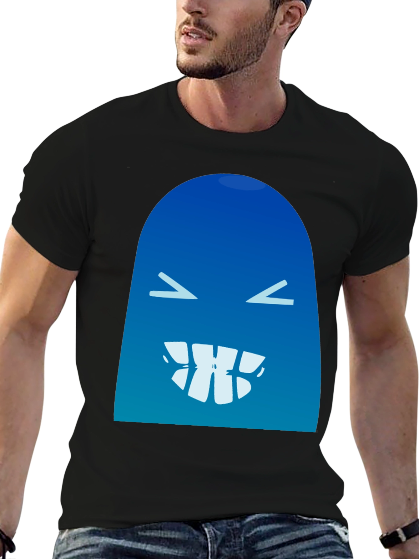 Funny Blue Monster Graphic T-Shirt