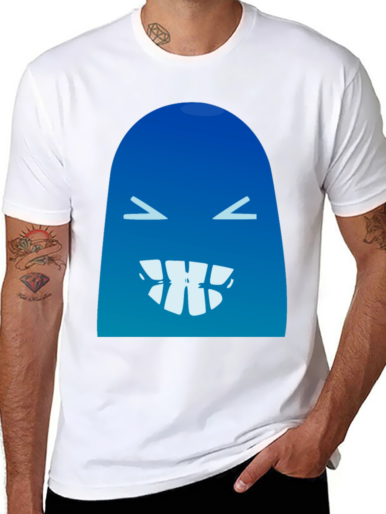 Funny Blue Monster Graphic T-Shirt