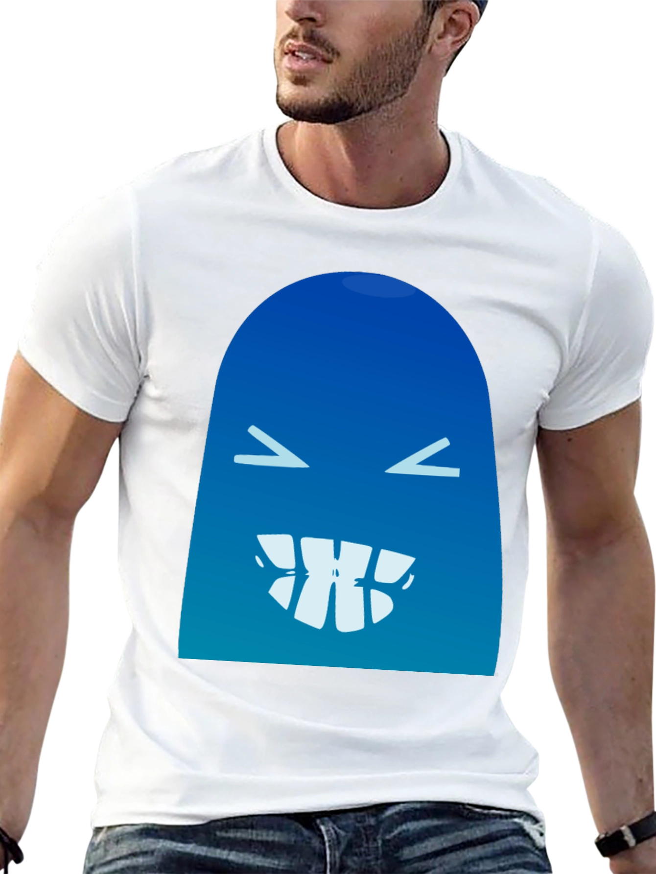 Funny Blue Monster Graphic T-Shirt