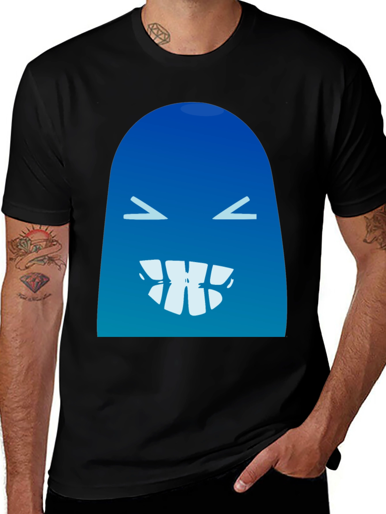 Funny Blue Monster Graphic T-Shirt