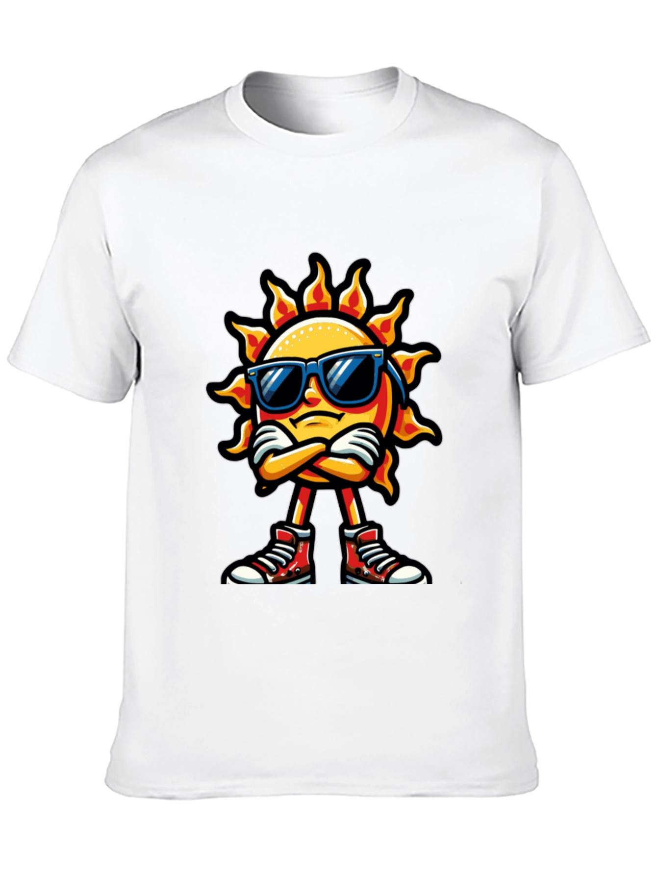 Cool Sun Cartoon Black T-Shirt