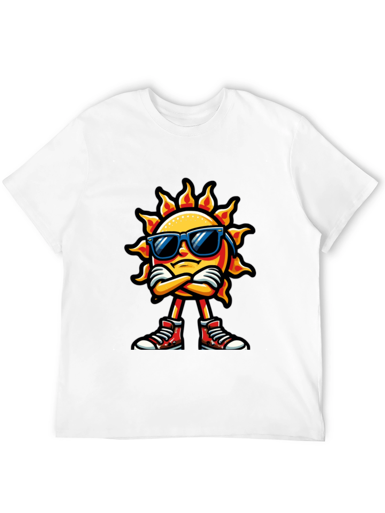 Cool Sun Cartoon Black T-Shirt