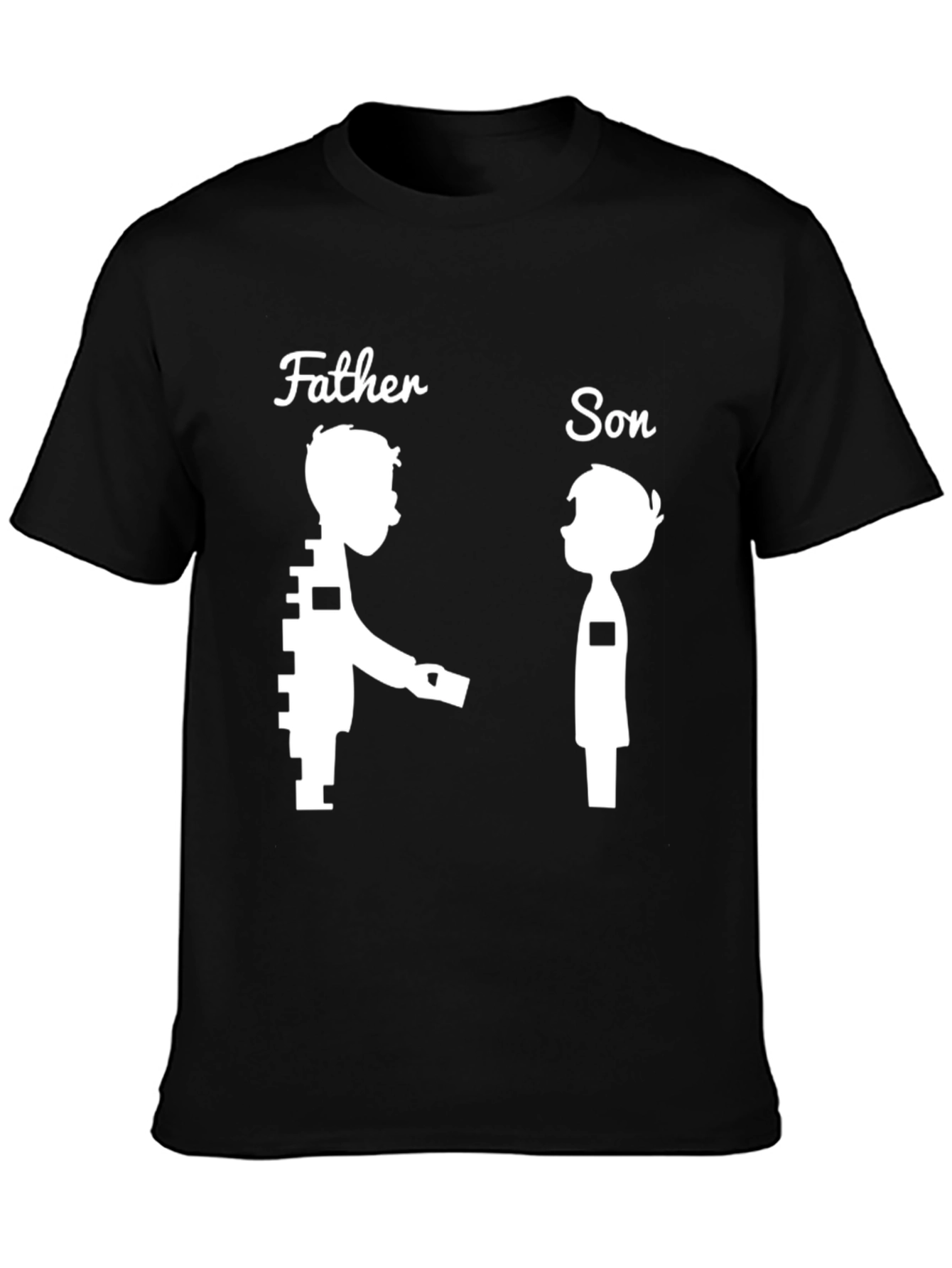 Father and Son Matching Graphic Tee - Black