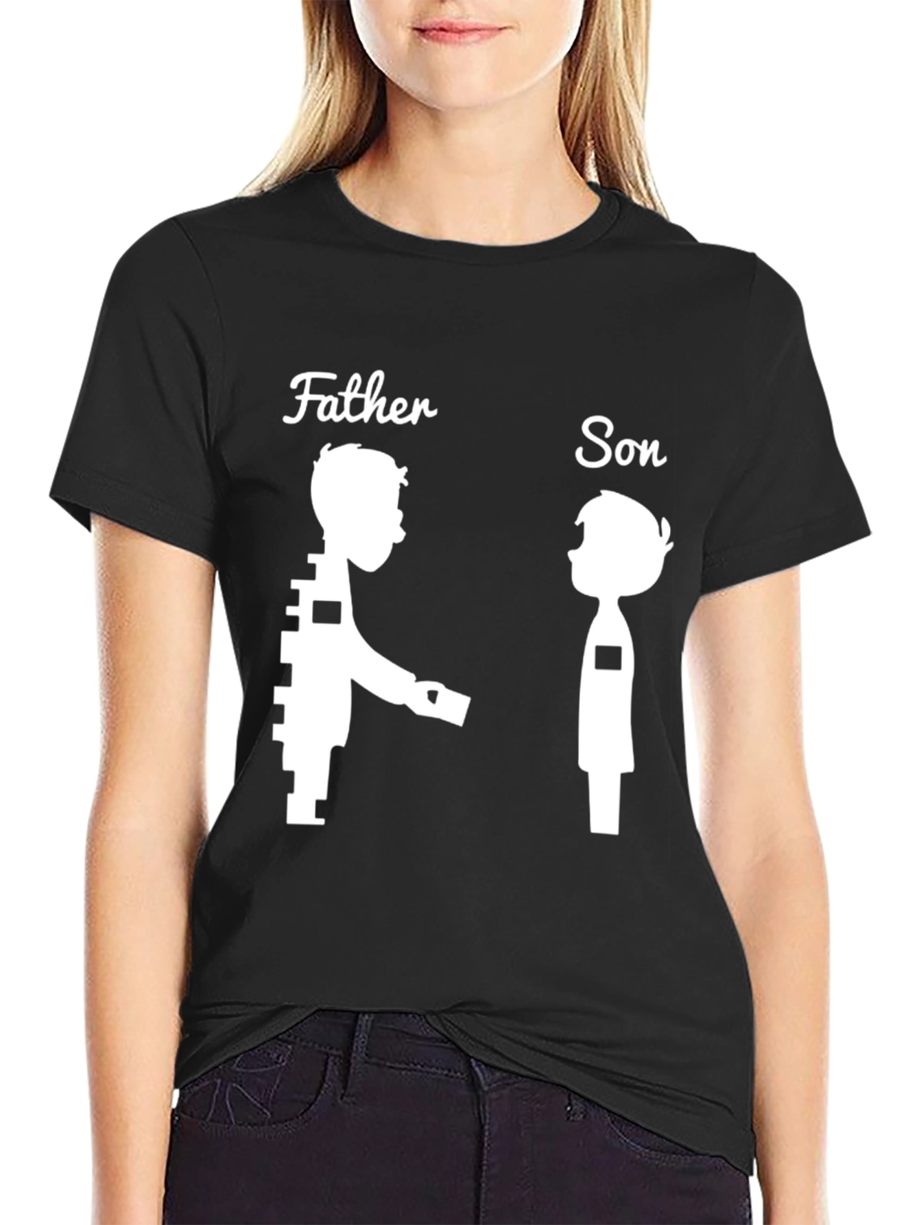 Father and Son Matching Graphic Tee - Black