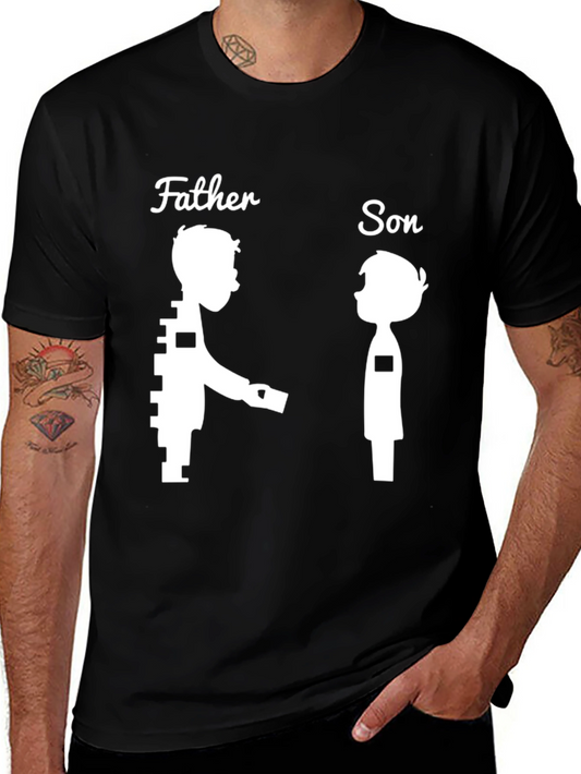 Father and Son Matching Graphic Tee - Black