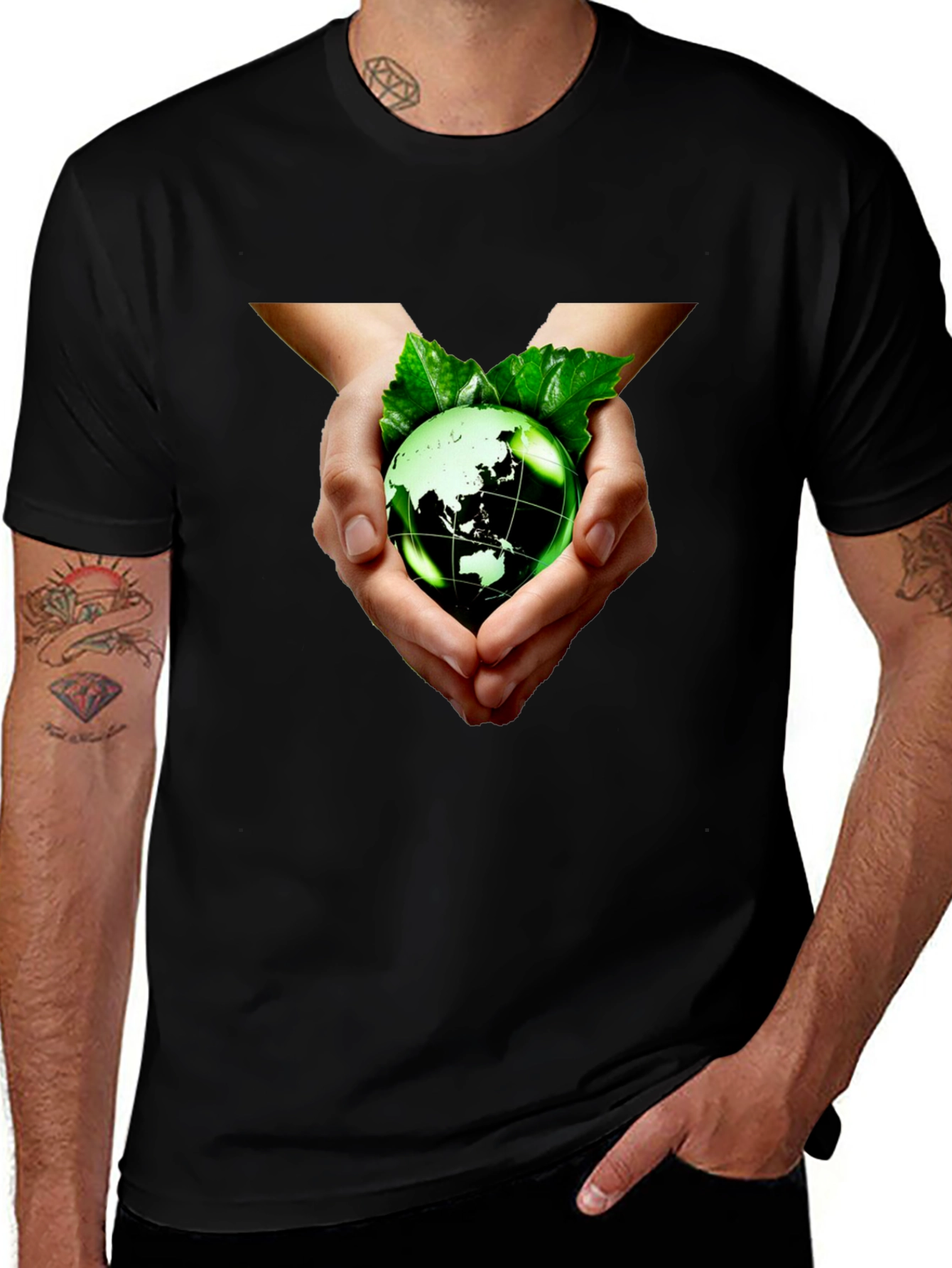Eco-Friendly Earth Hands Graphic Tee