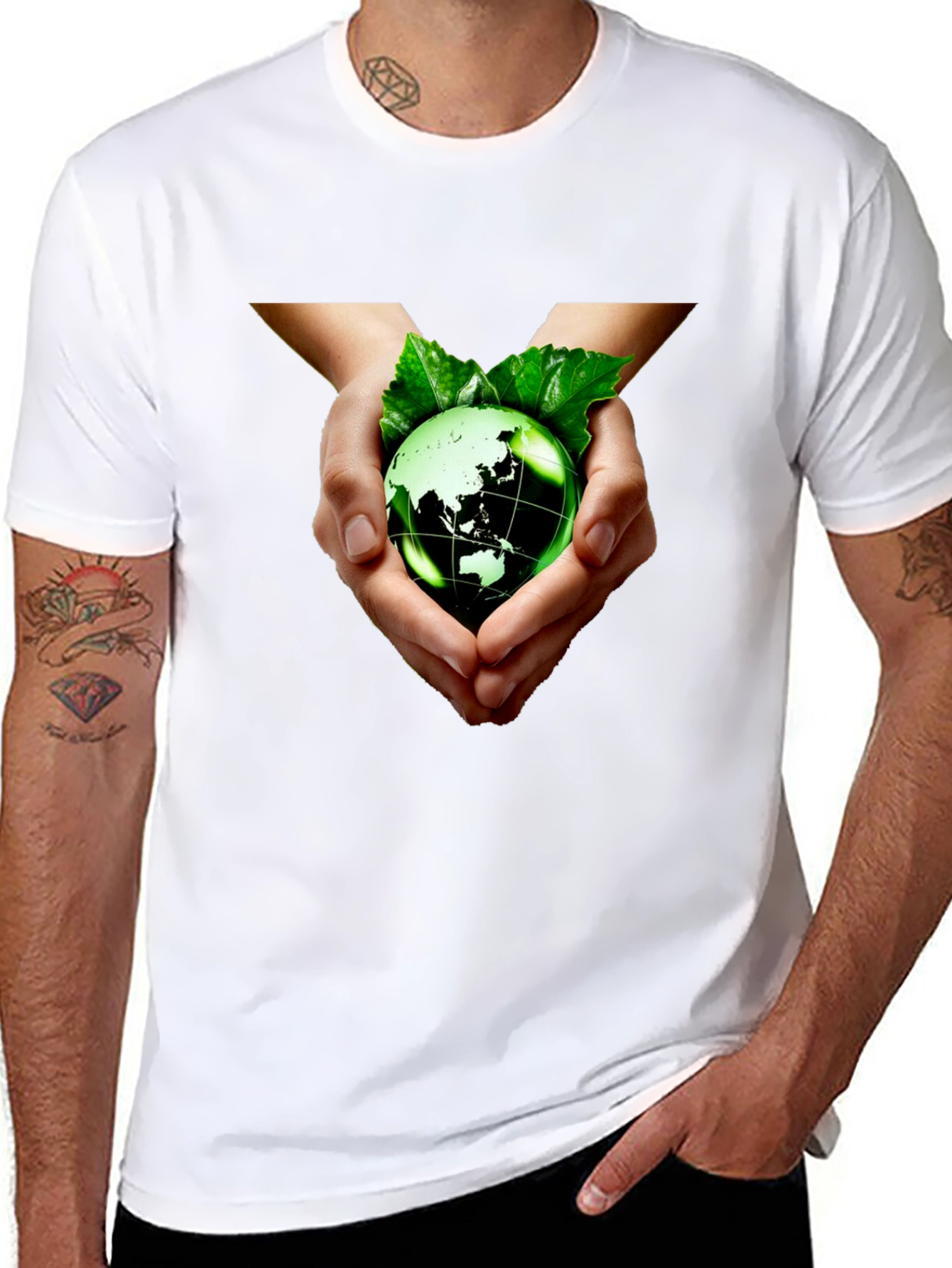 Eco-Friendly Earth Hands Graphic Tee