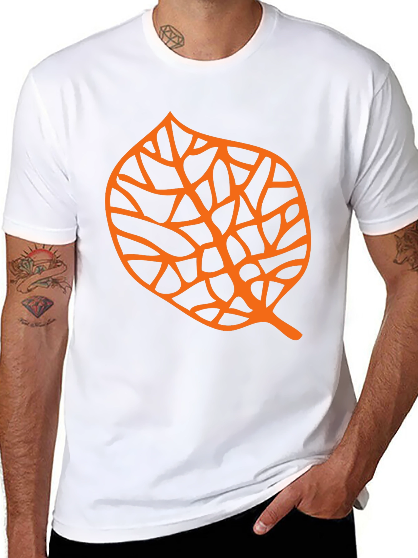 Leaf Graphic Black T-Shirt - Nature Inspired Design