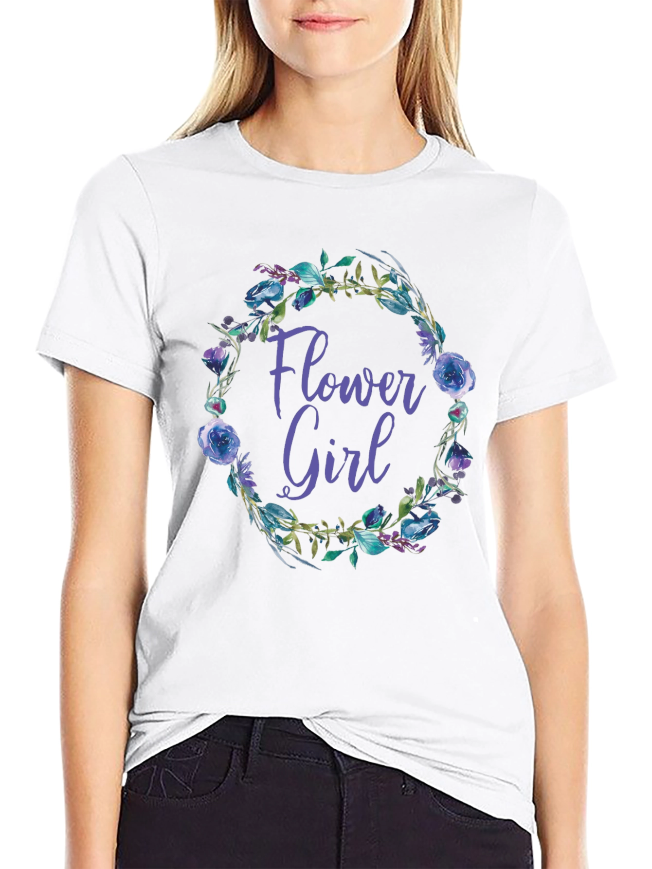 Flower Girl Floral Wreath Graphic Tee