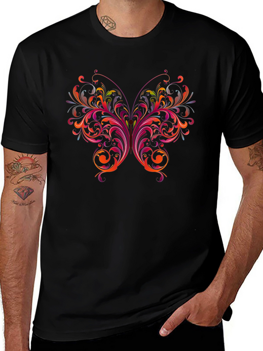 Floral Butterfly Graphic Black T-Shirt