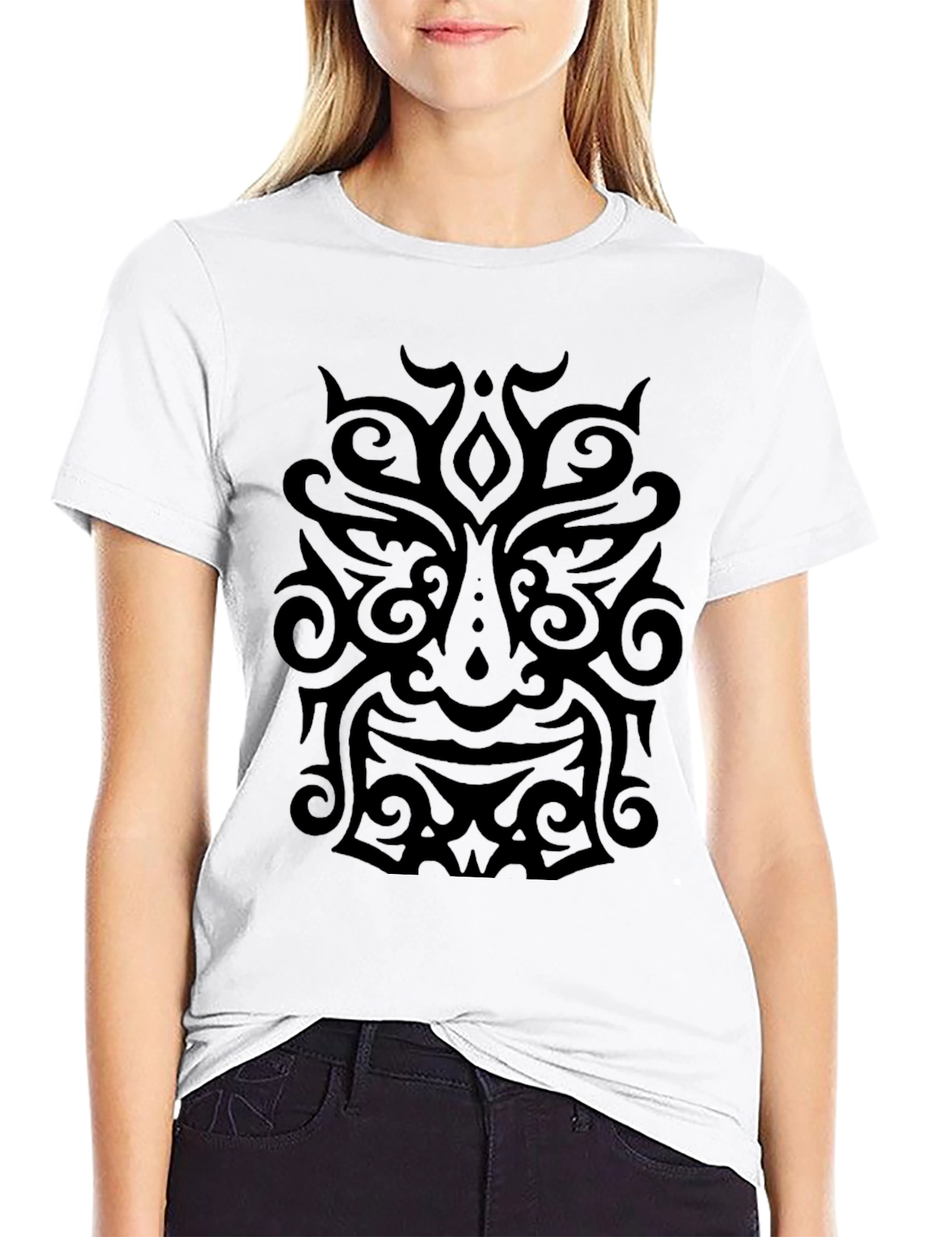Tribal Mask Graphic Black T-Shirt