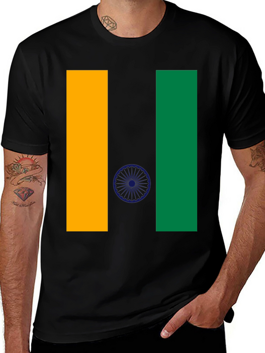 India Flag T-Shirt: Tricolor Pride Black Cotton Tee