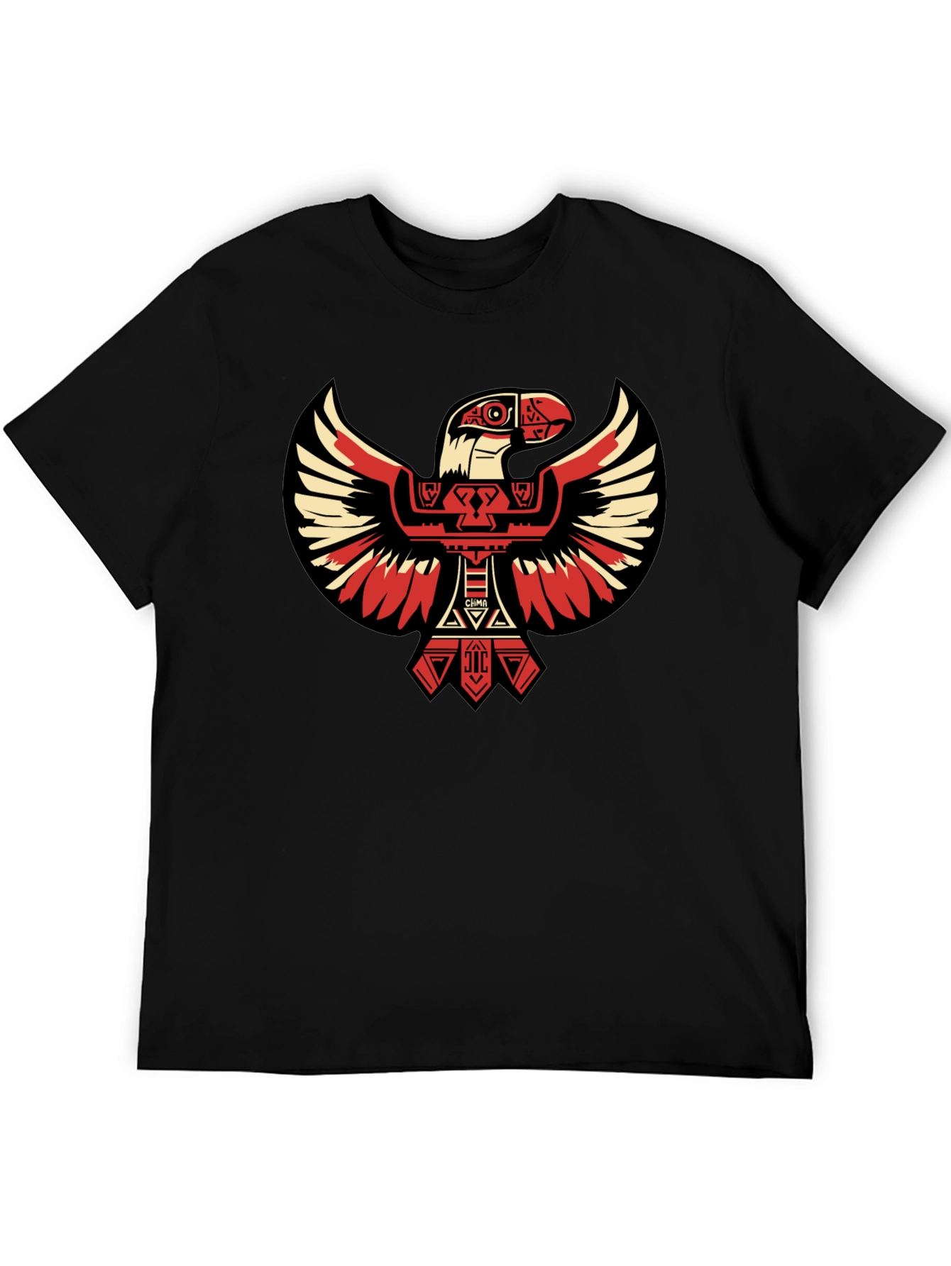 Aztec Eagle Graphic Tee - Black Cotton T-Shirt