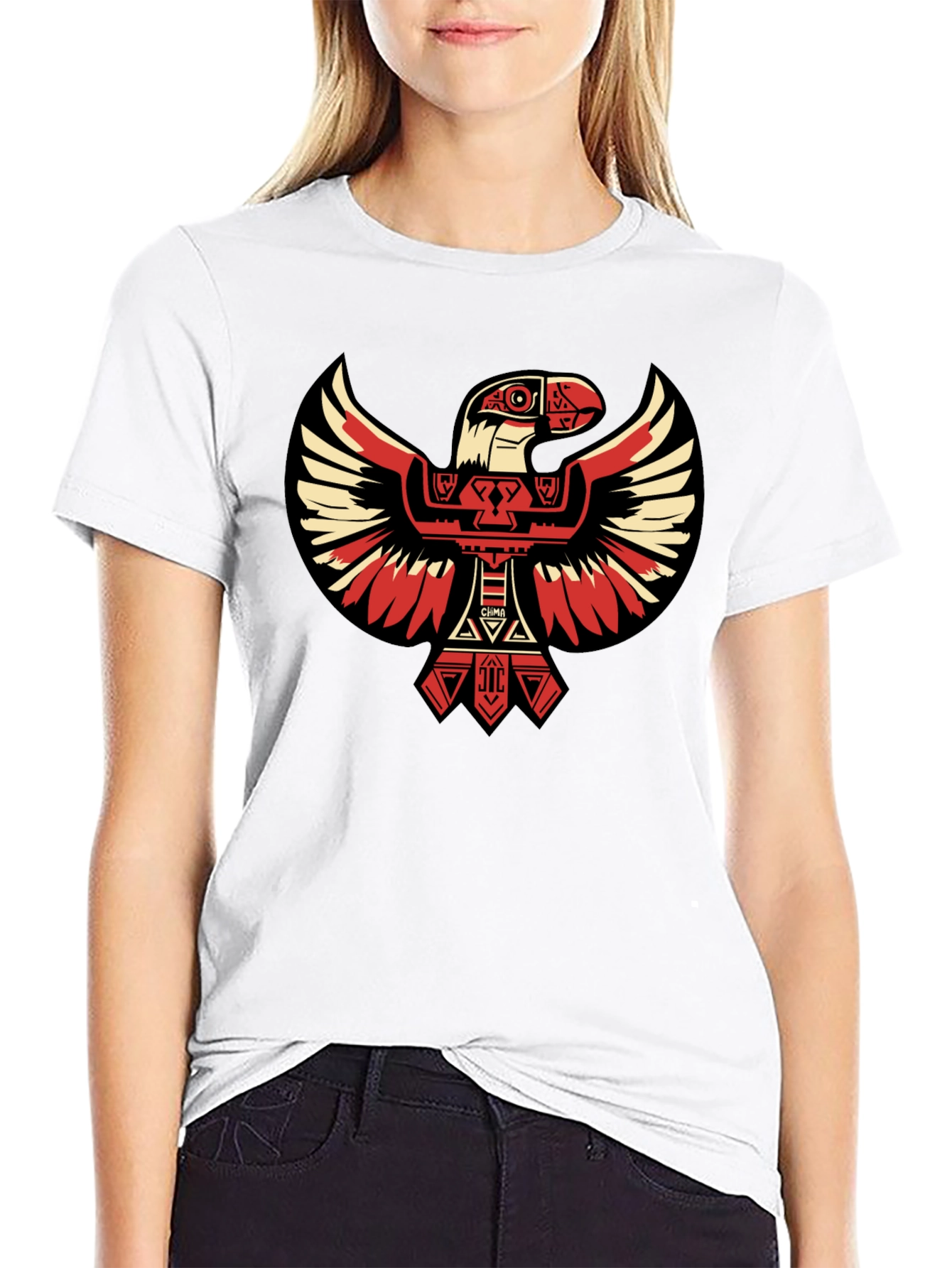 Aztec Eagle Graphic Tee - Black Cotton T-Shirt