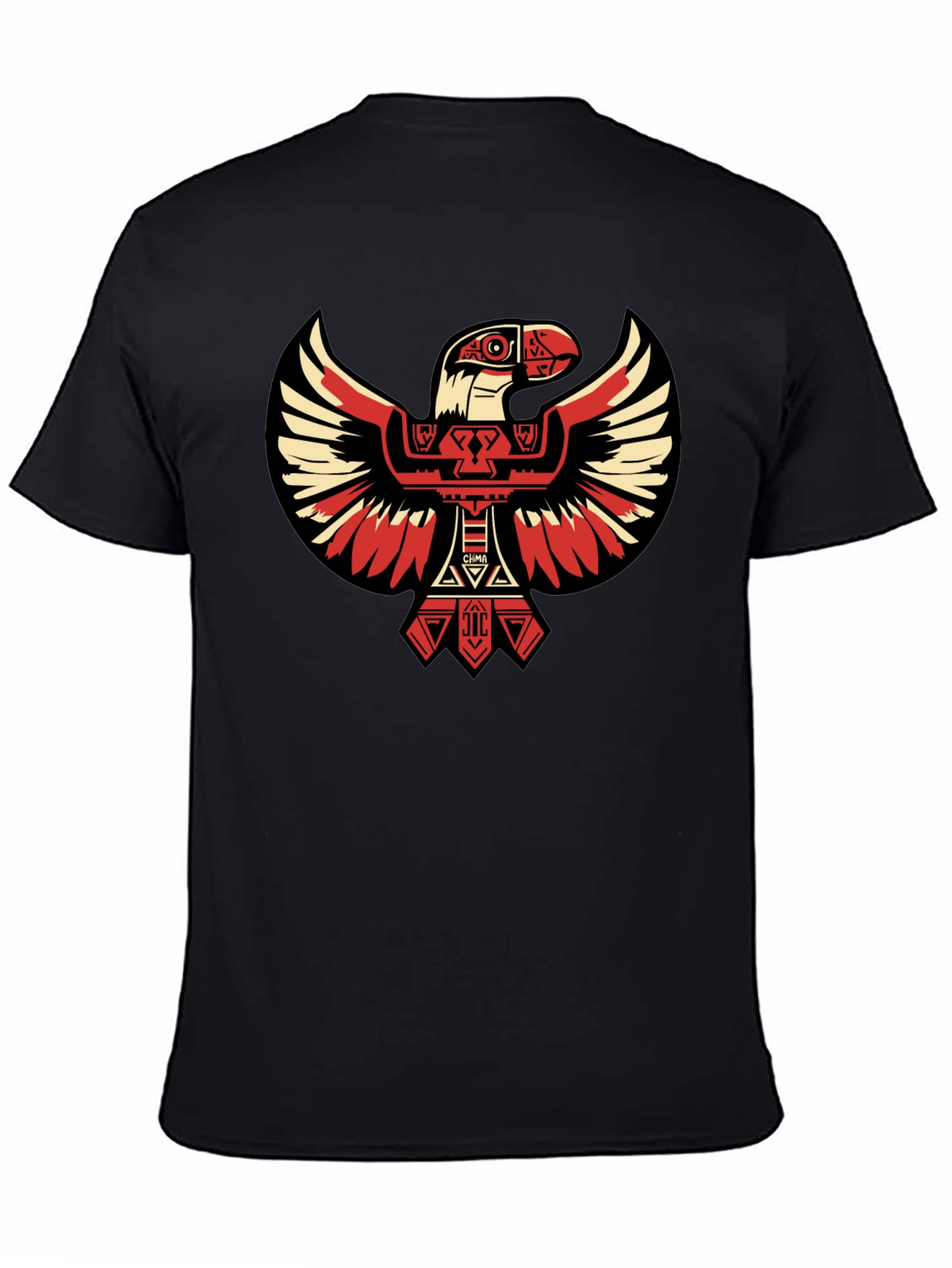 Aztec Eagle Graphic Tee - Black Cotton T-Shirt