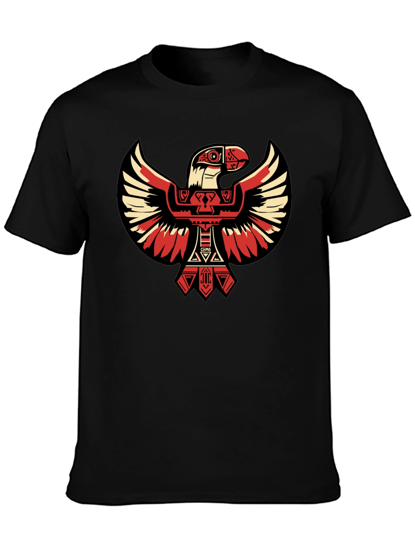 Aztec Eagle Graphic Tee - Black Cotton T-Shirt