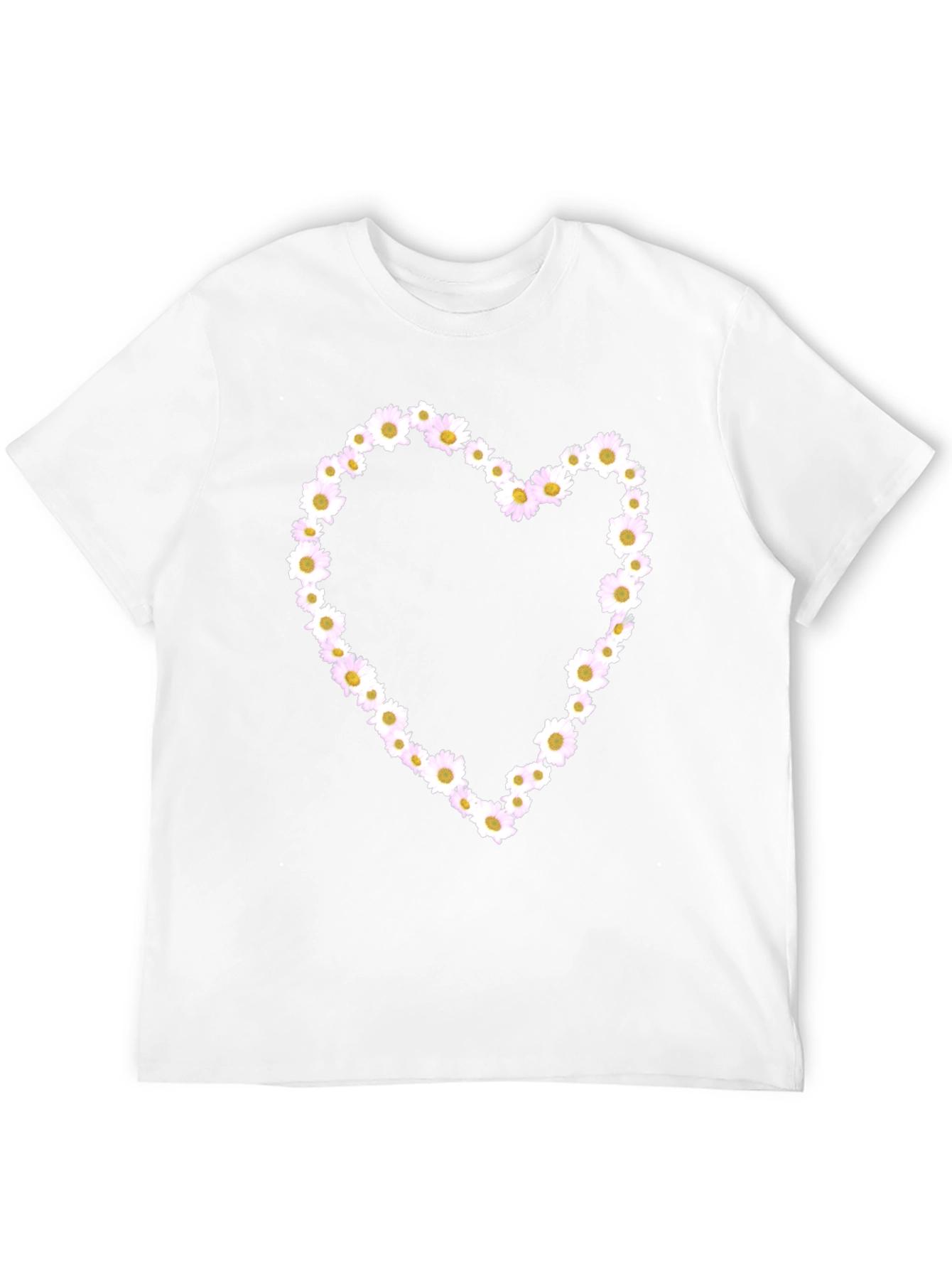 Daisy Heart Graphic Tee - Black Cotton T-Shirt
