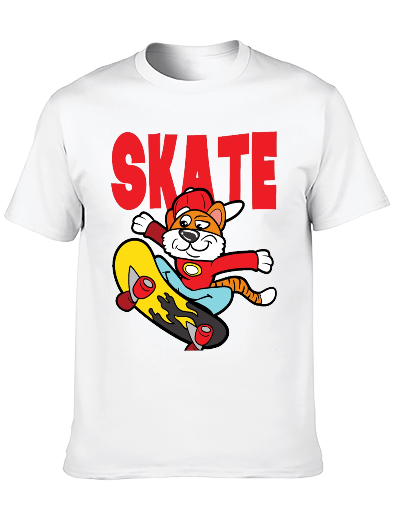 Skateboarding Cartoon Tiger Graphic Tee