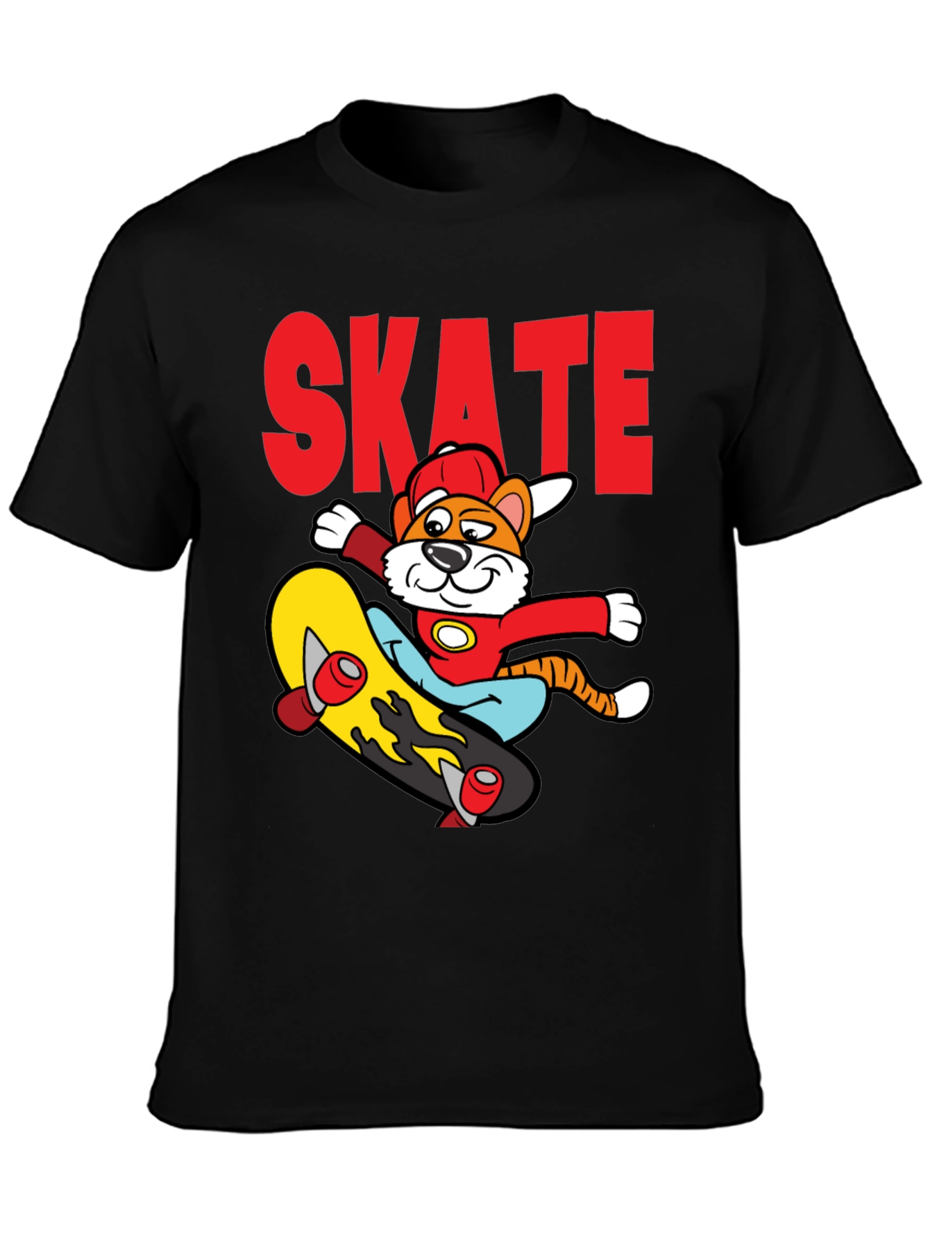 Skateboarding Cartoon Tiger Graphic Tee