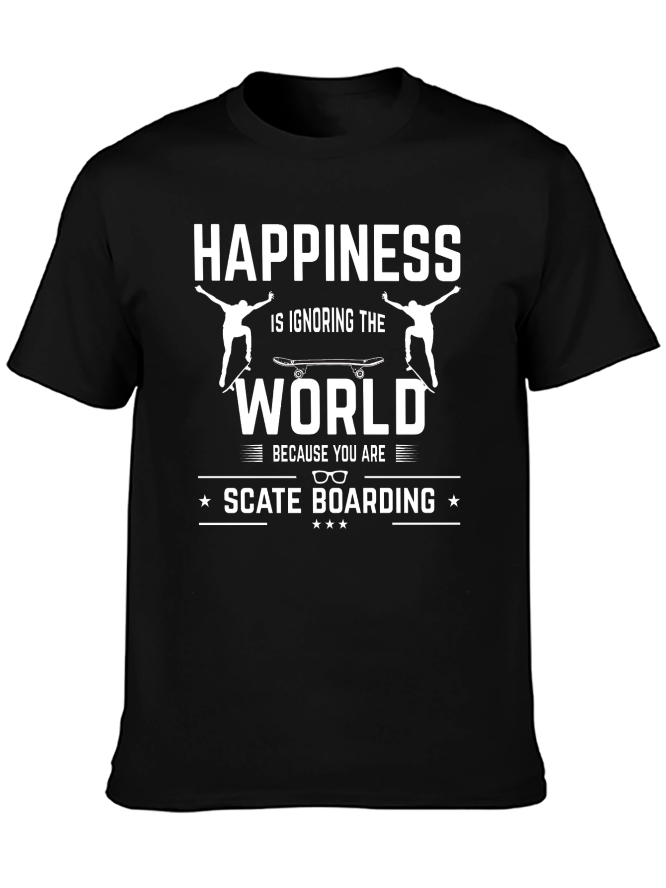 Happiness is Skateboarding T-Shirt - Black