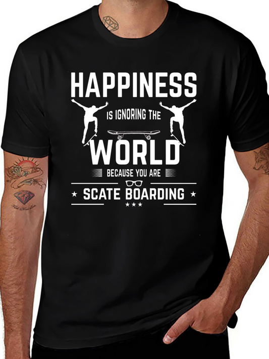 Happiness is Skateboarding T-Shirt - Black