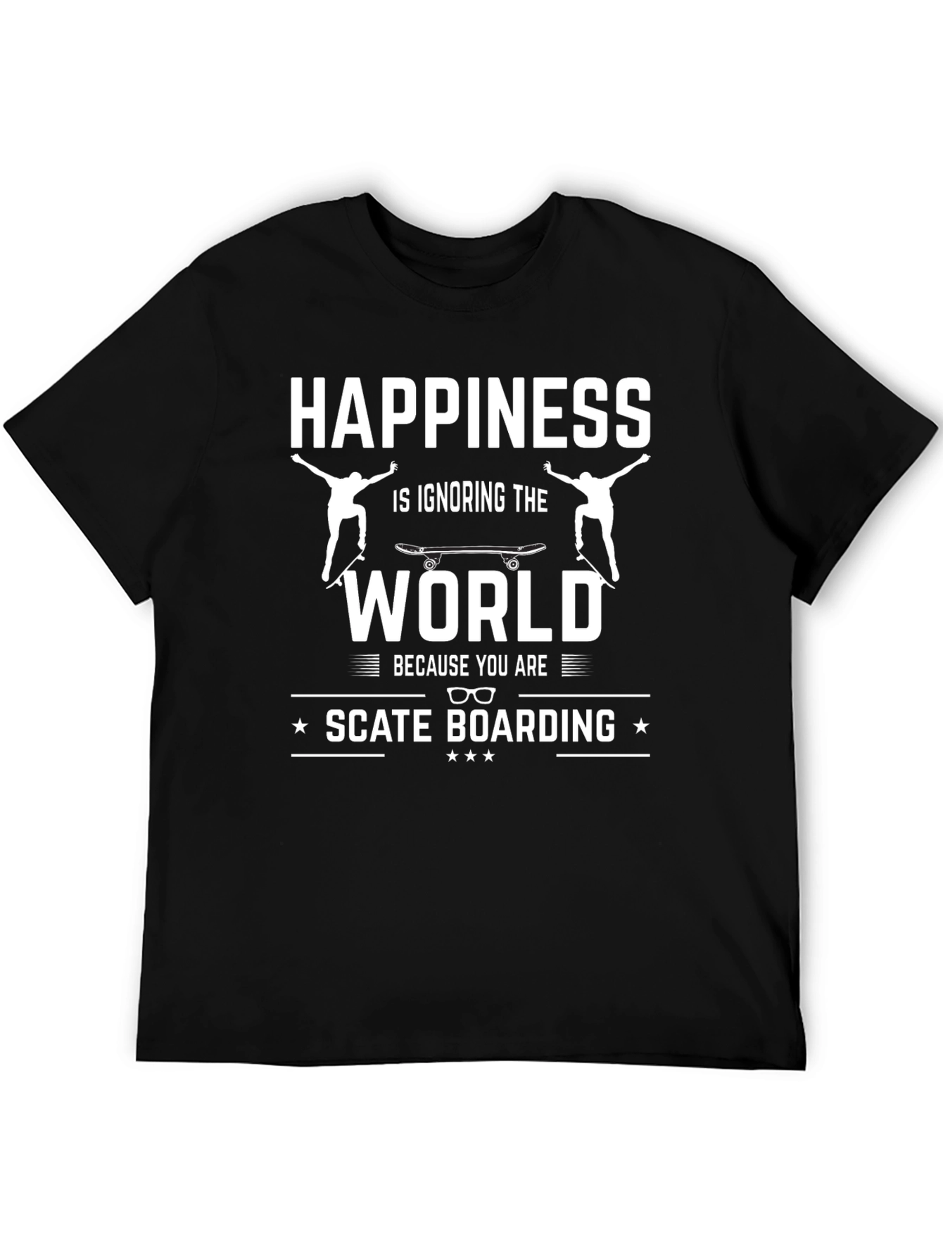 Happiness is Skateboarding T-Shirt - Black
