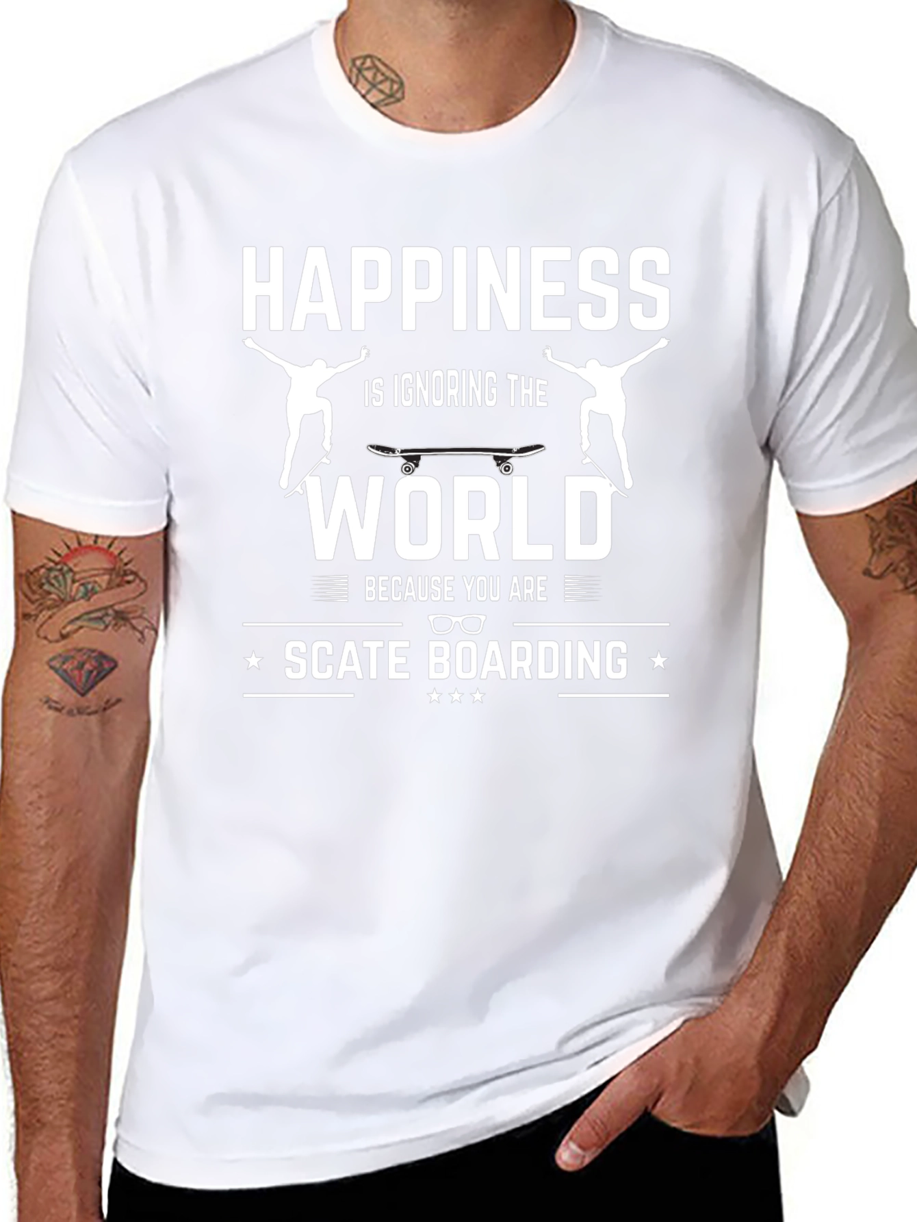 Happiness is Skateboarding T-Shirt - Black