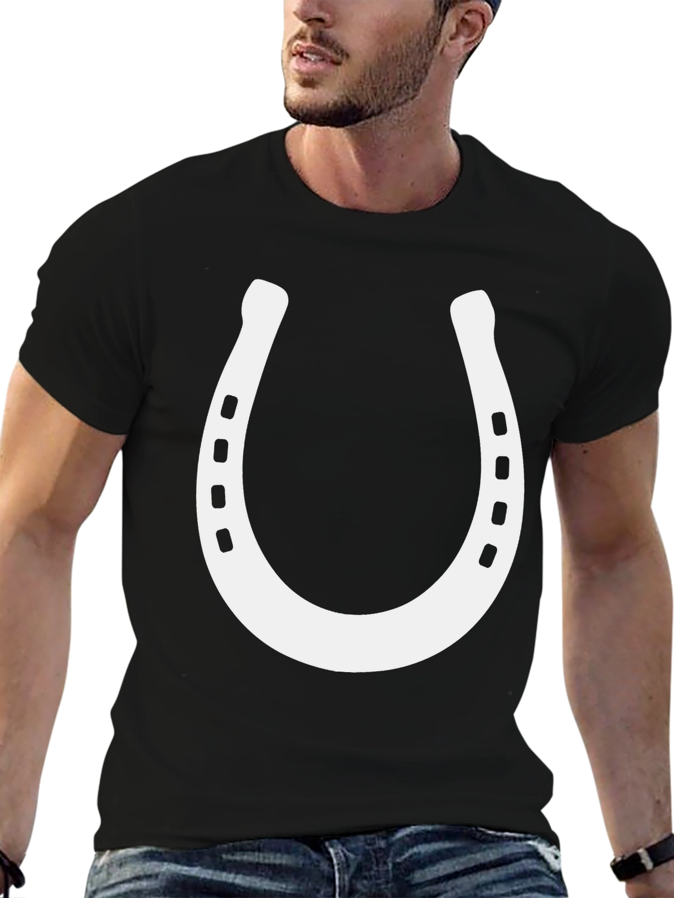 Lucky Horseshoe Graphic Tee - Black Cotton Blend
