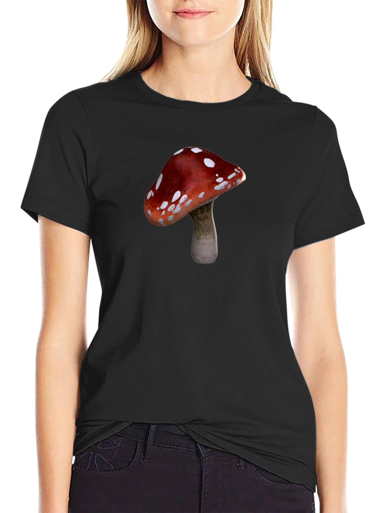Mushroom Graphic T-Shirt - Casual Black Tee