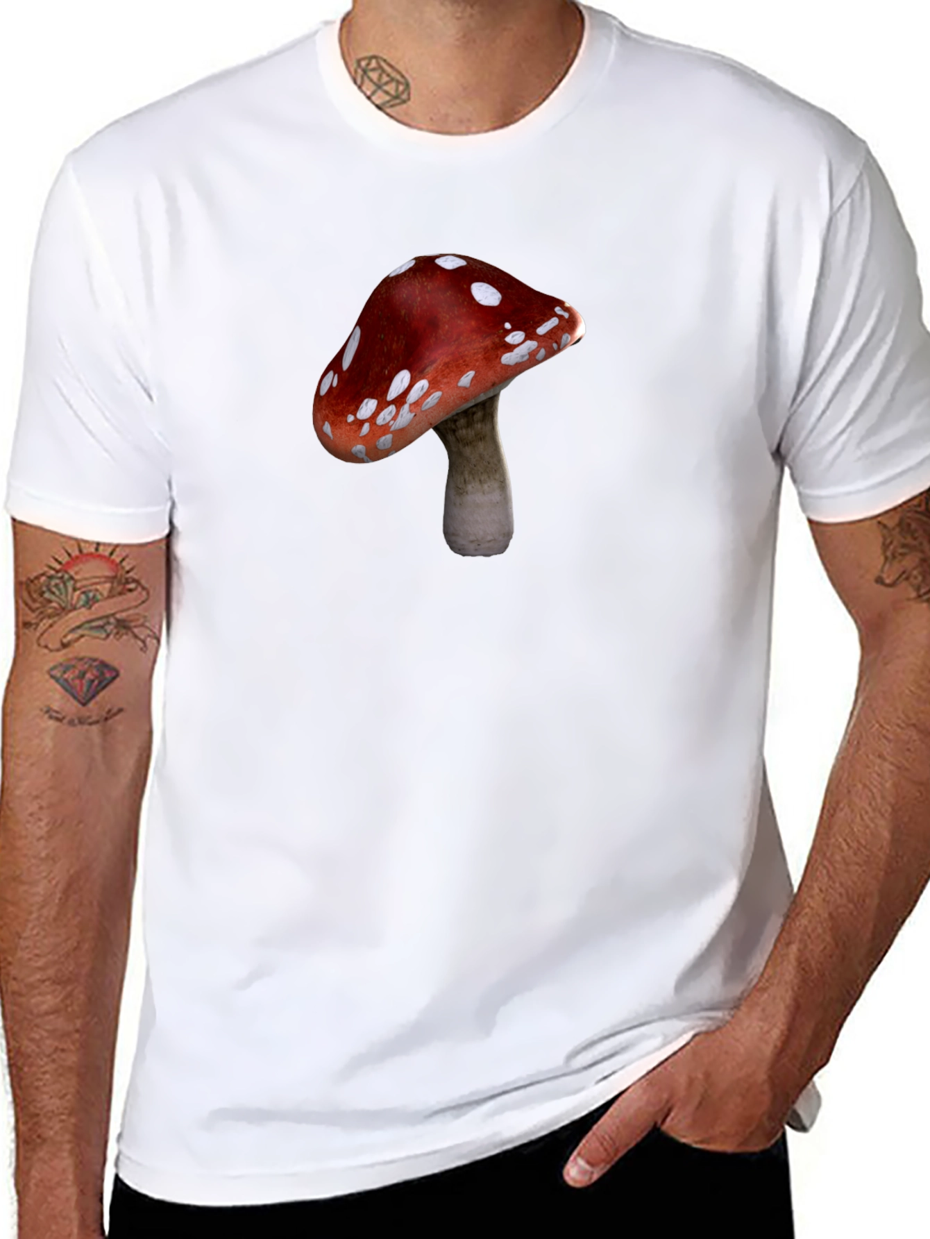 Mushroom Graphic T-Shirt - Casual Black Tee