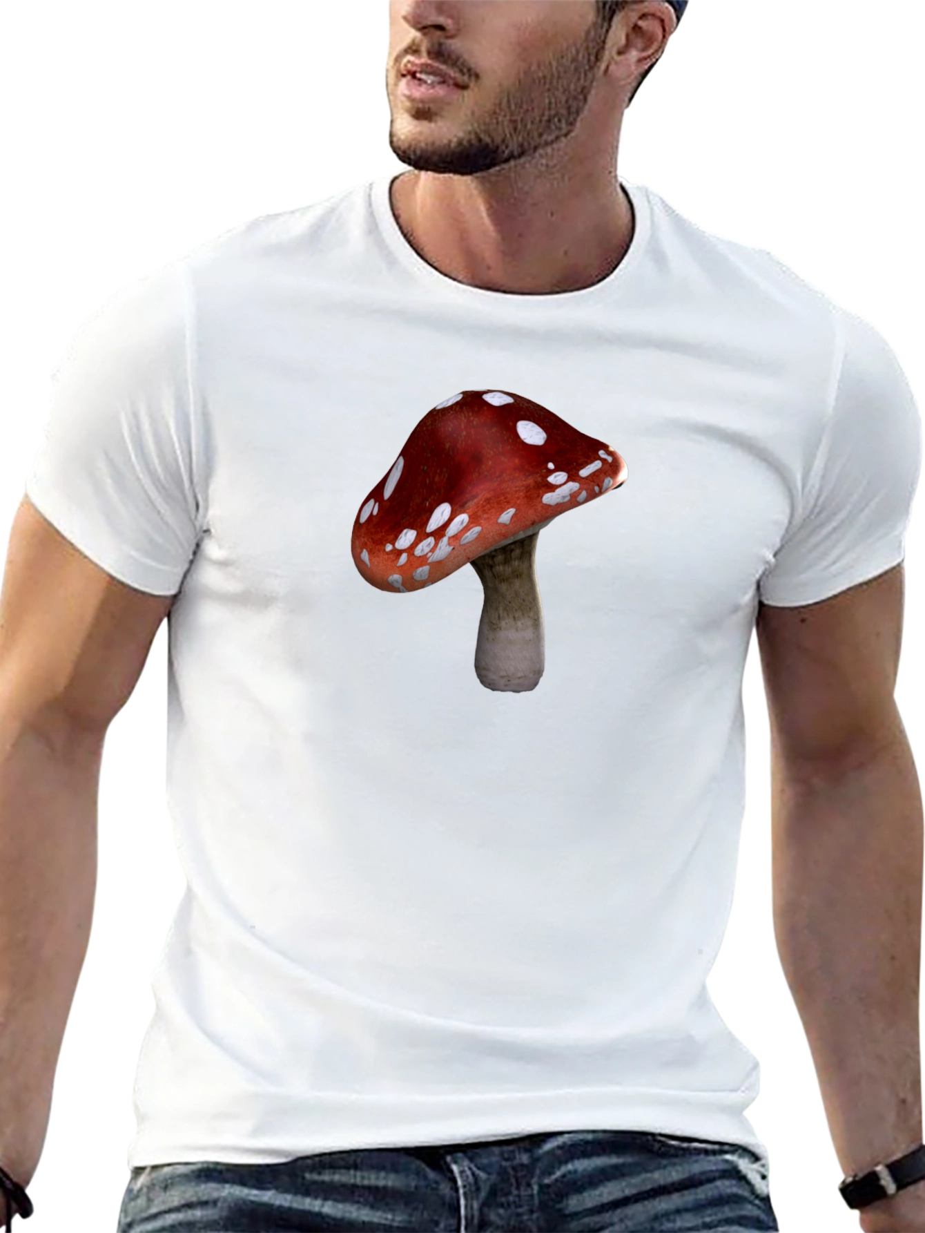 Mushroom Graphic T-Shirt - Casual Black Tee