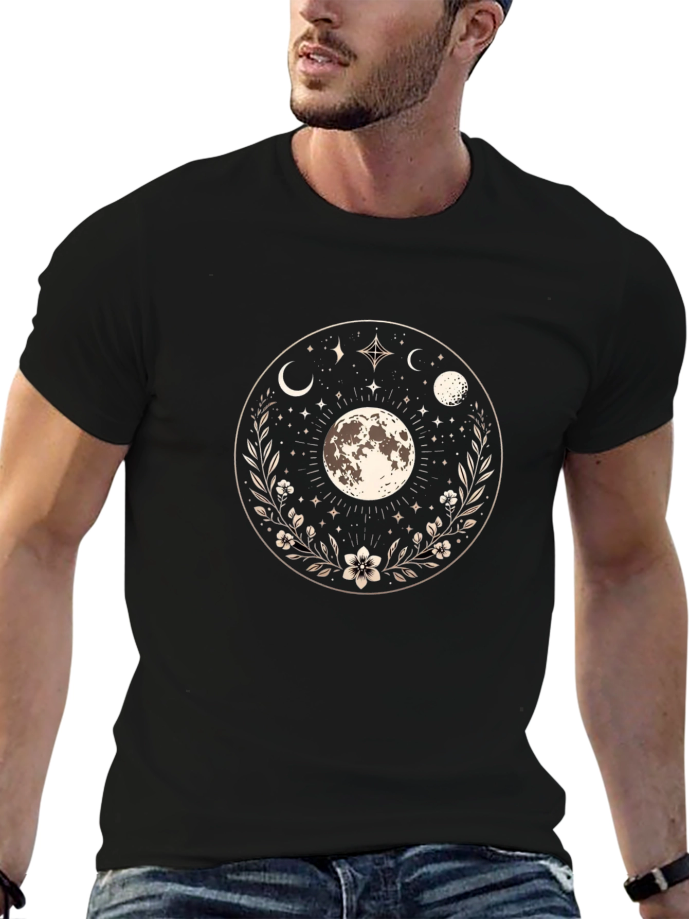 Celestial Moon Phases Graphic T-Shirt