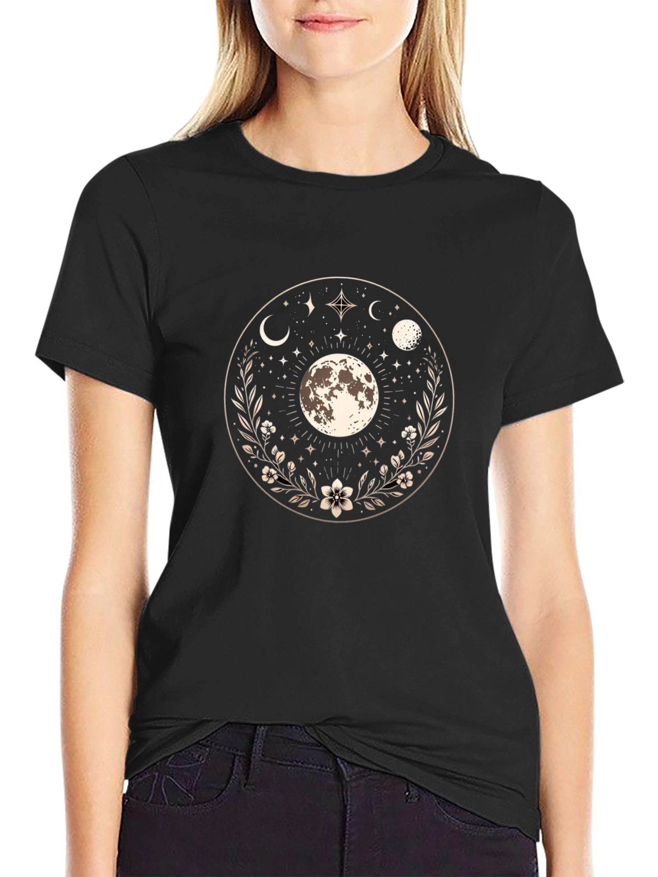 Celestial Moon Phases Graphic T-Shirt