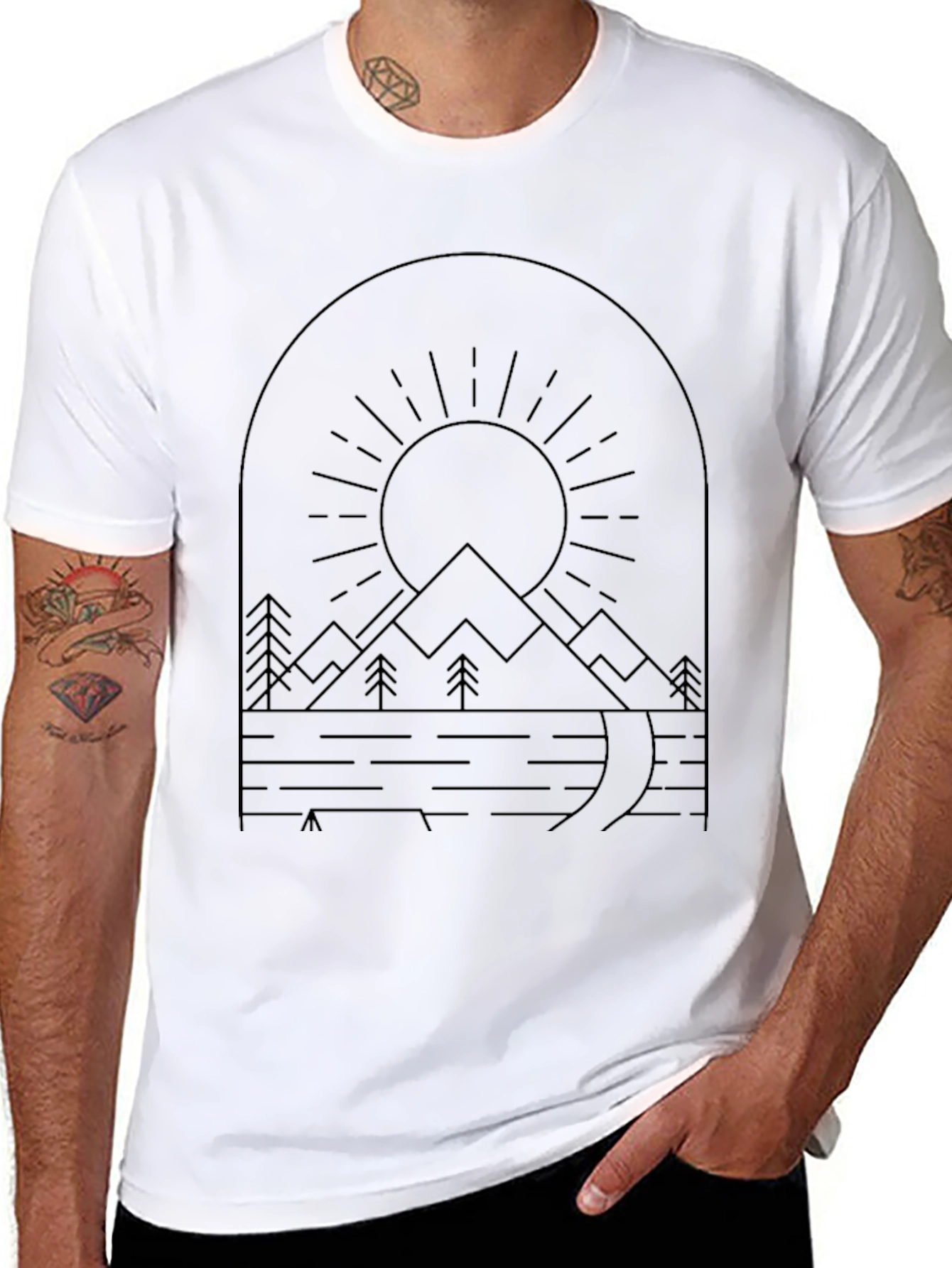Mountain Landscape Graphic Tee - Black