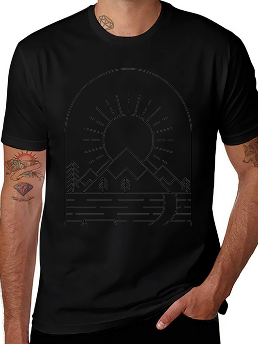 Mountain Landscape Graphic Tee - Black