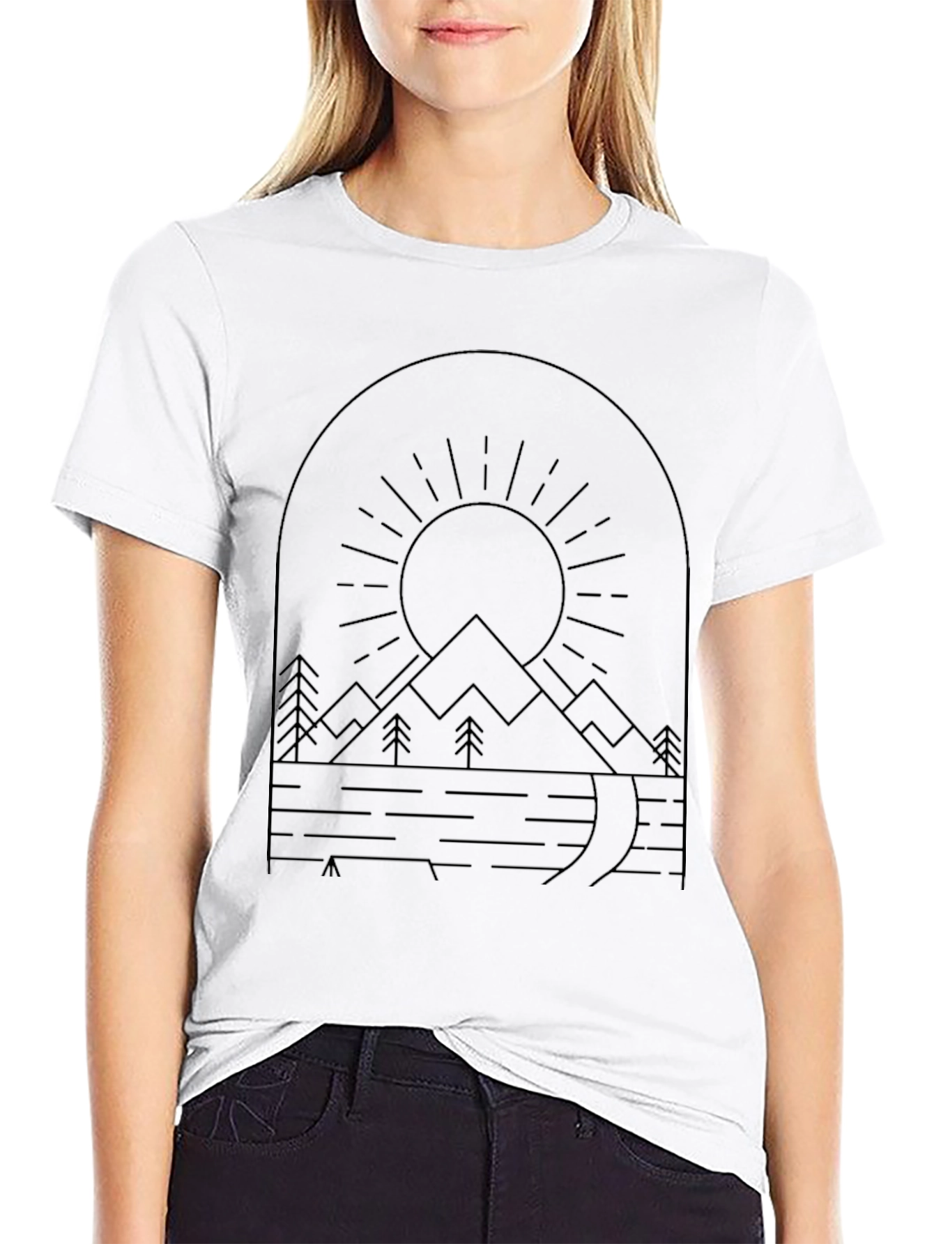 Mountain Landscape Graphic Tee - Black